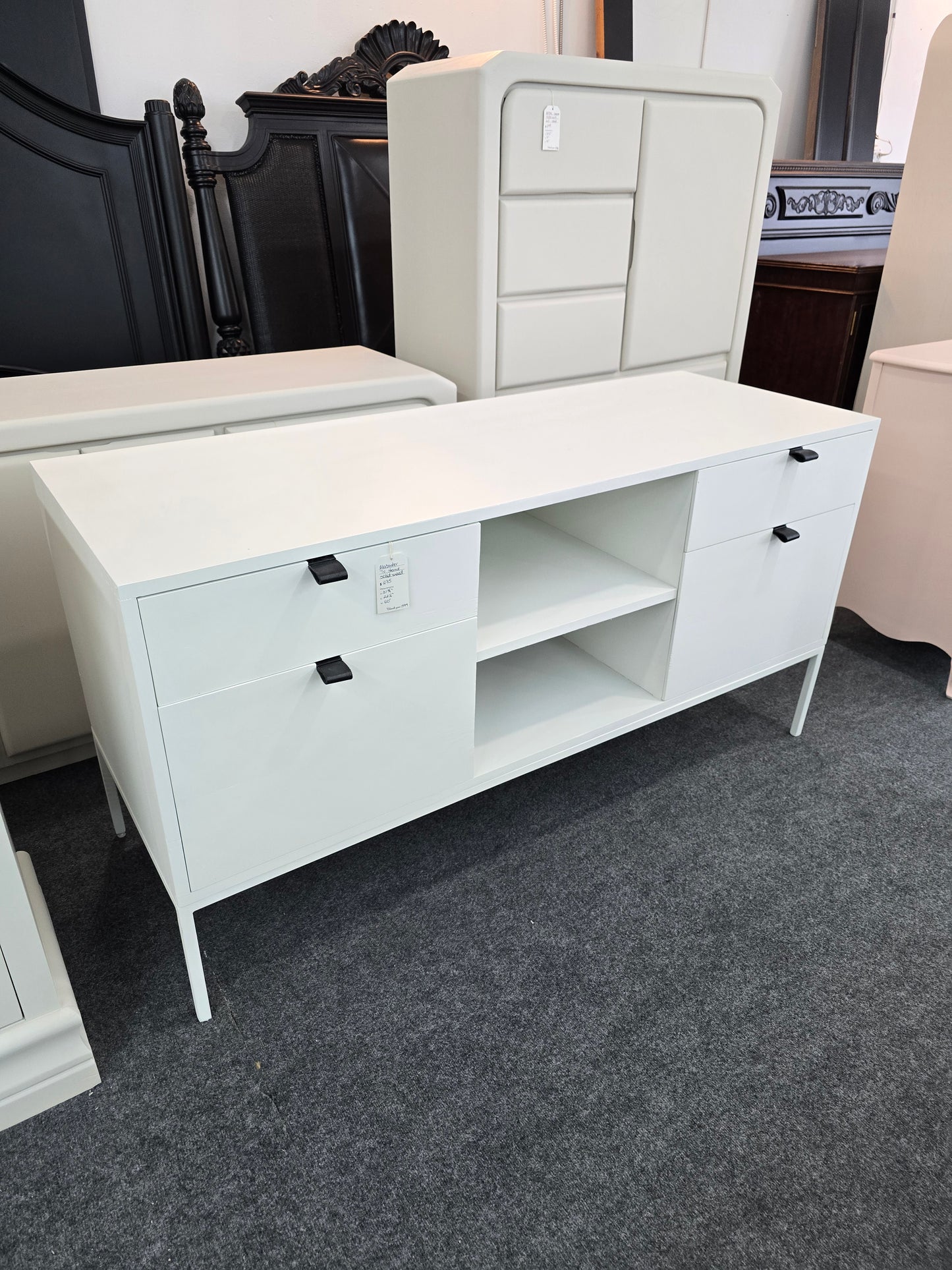 Solid wood off white TV stand