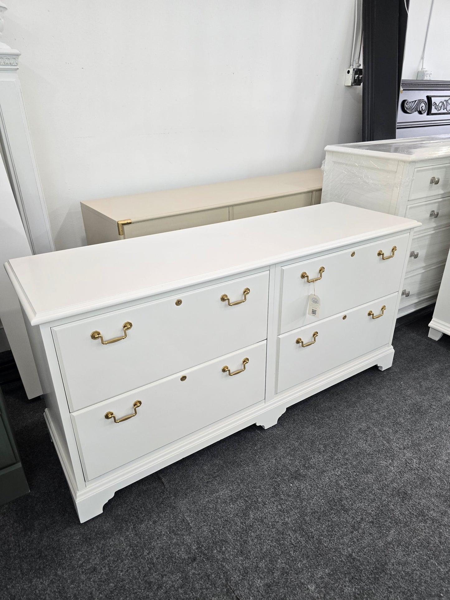 Solid wood off white dresser/file cabinet