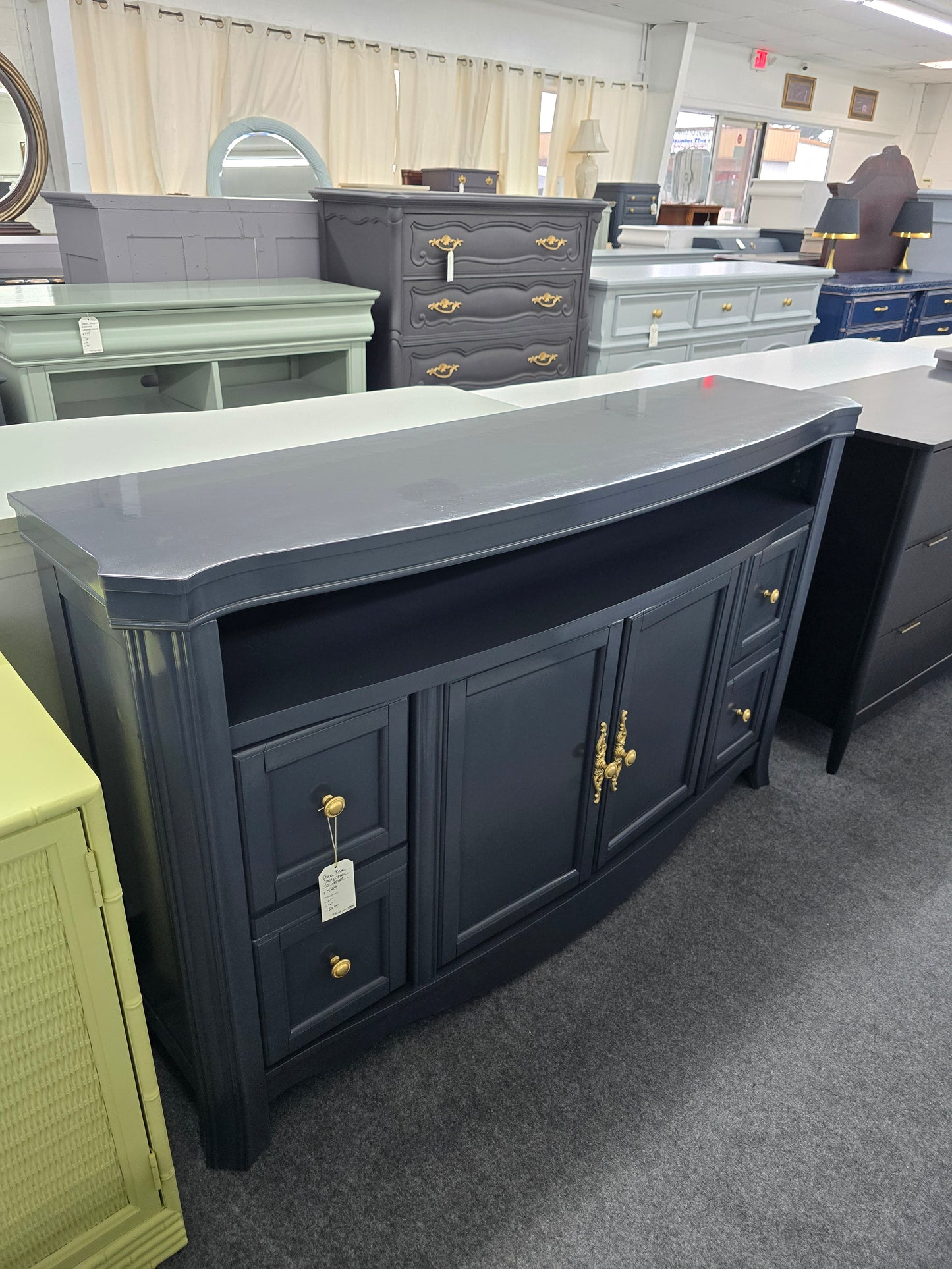Dark blue Lacquered TV stand