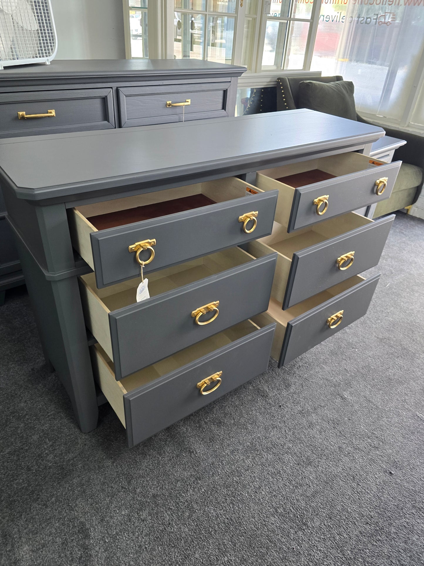 Dark Gray 6 drawers dresser
