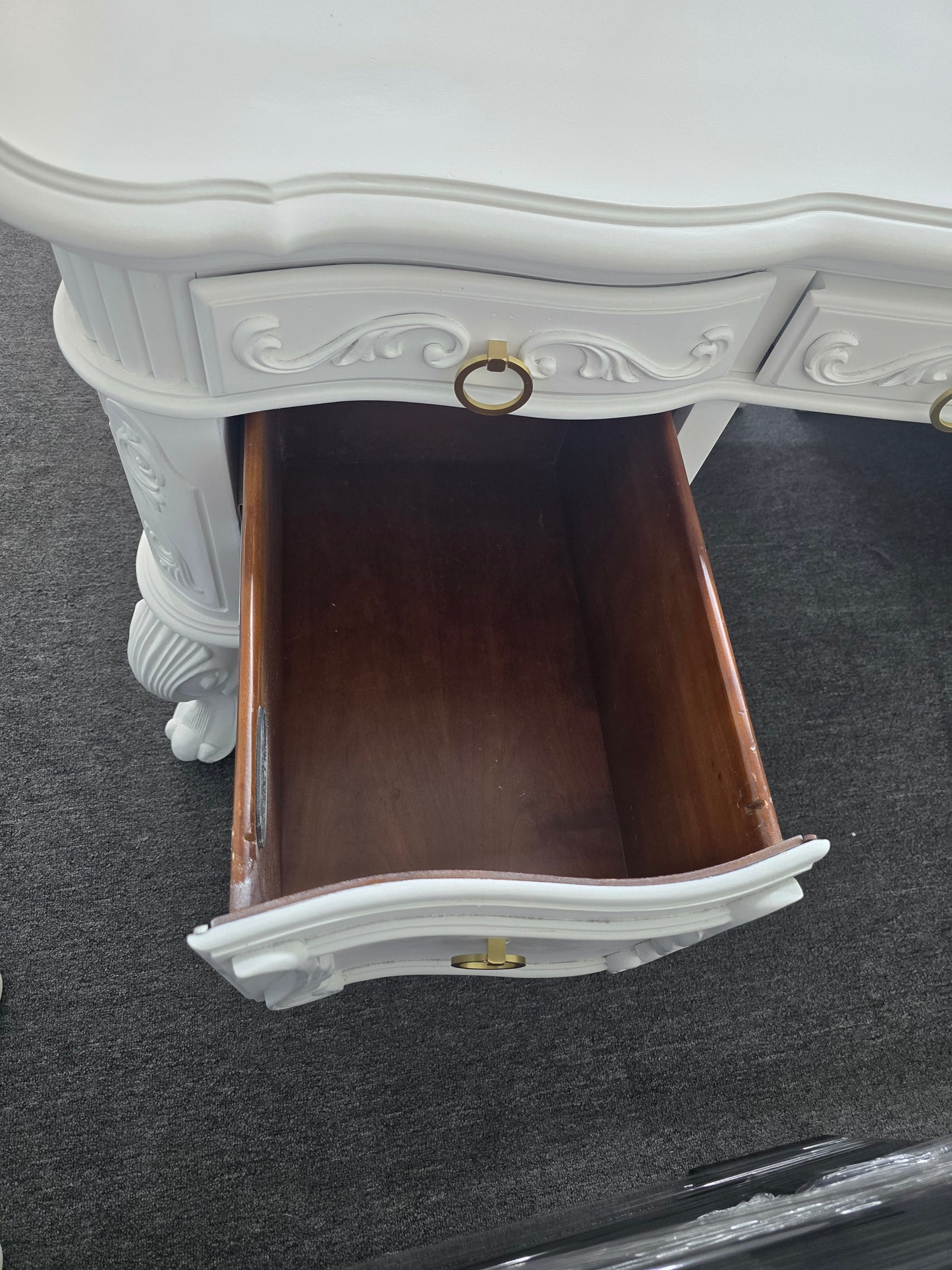 Beautiful alabaster desk carved