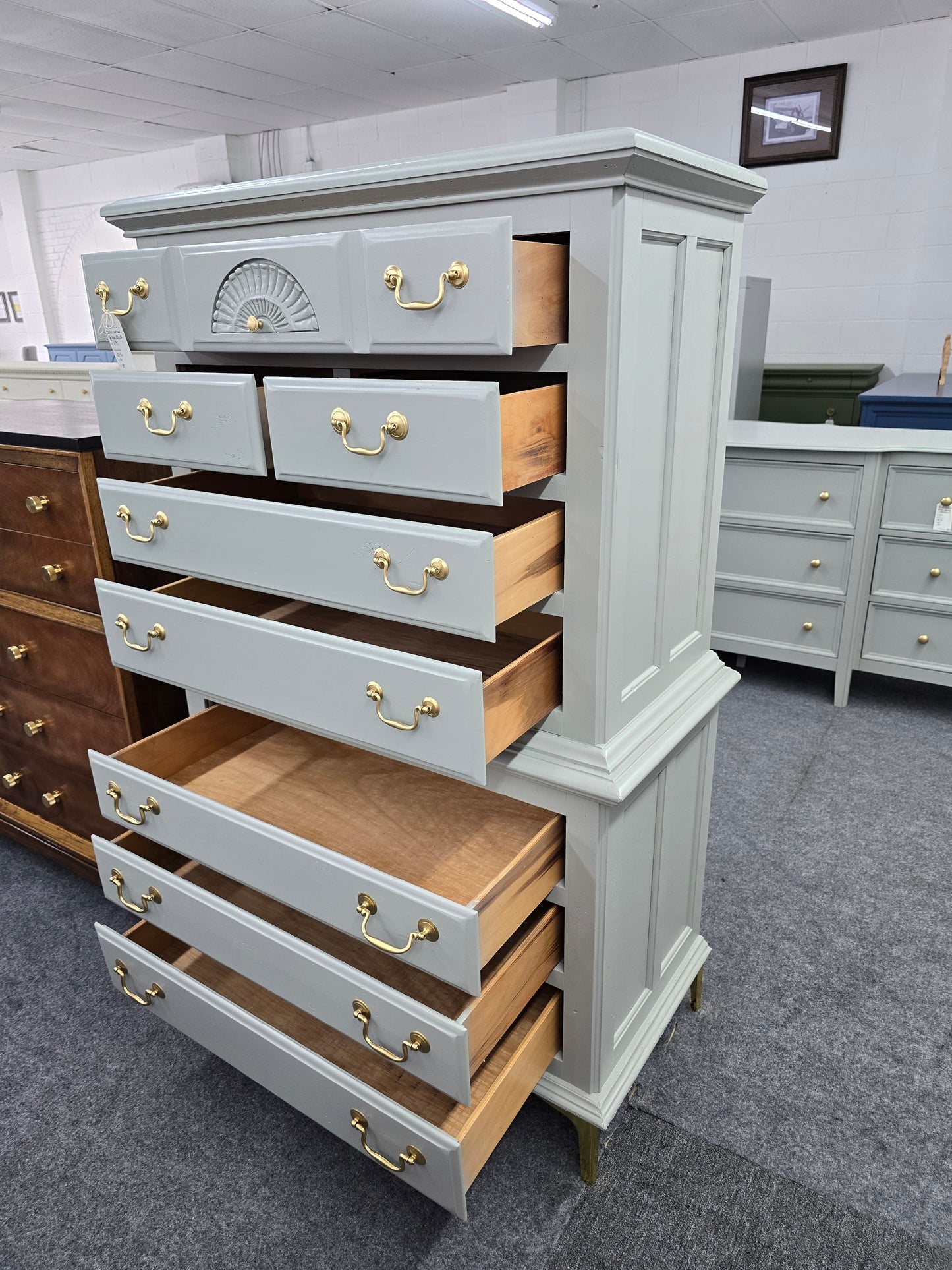 Broyhill tall gray chest
