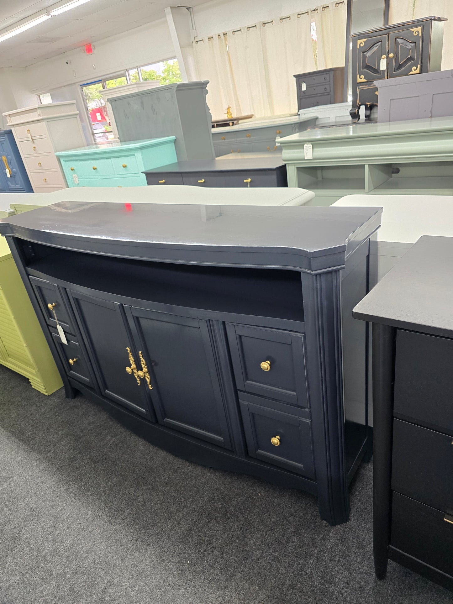 Dark blue Lacquered TV stand