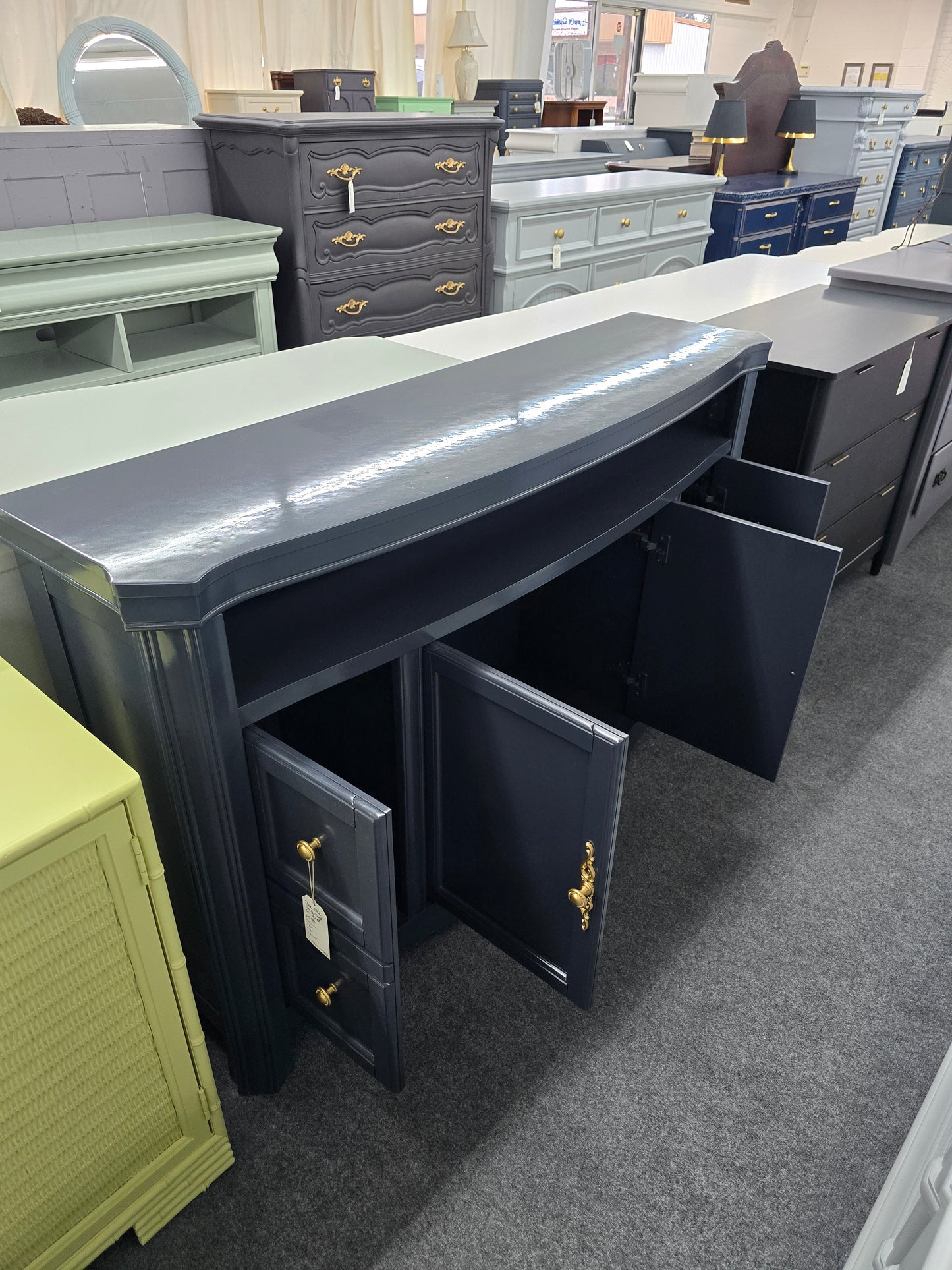 Dark blue Lacquered TV stand