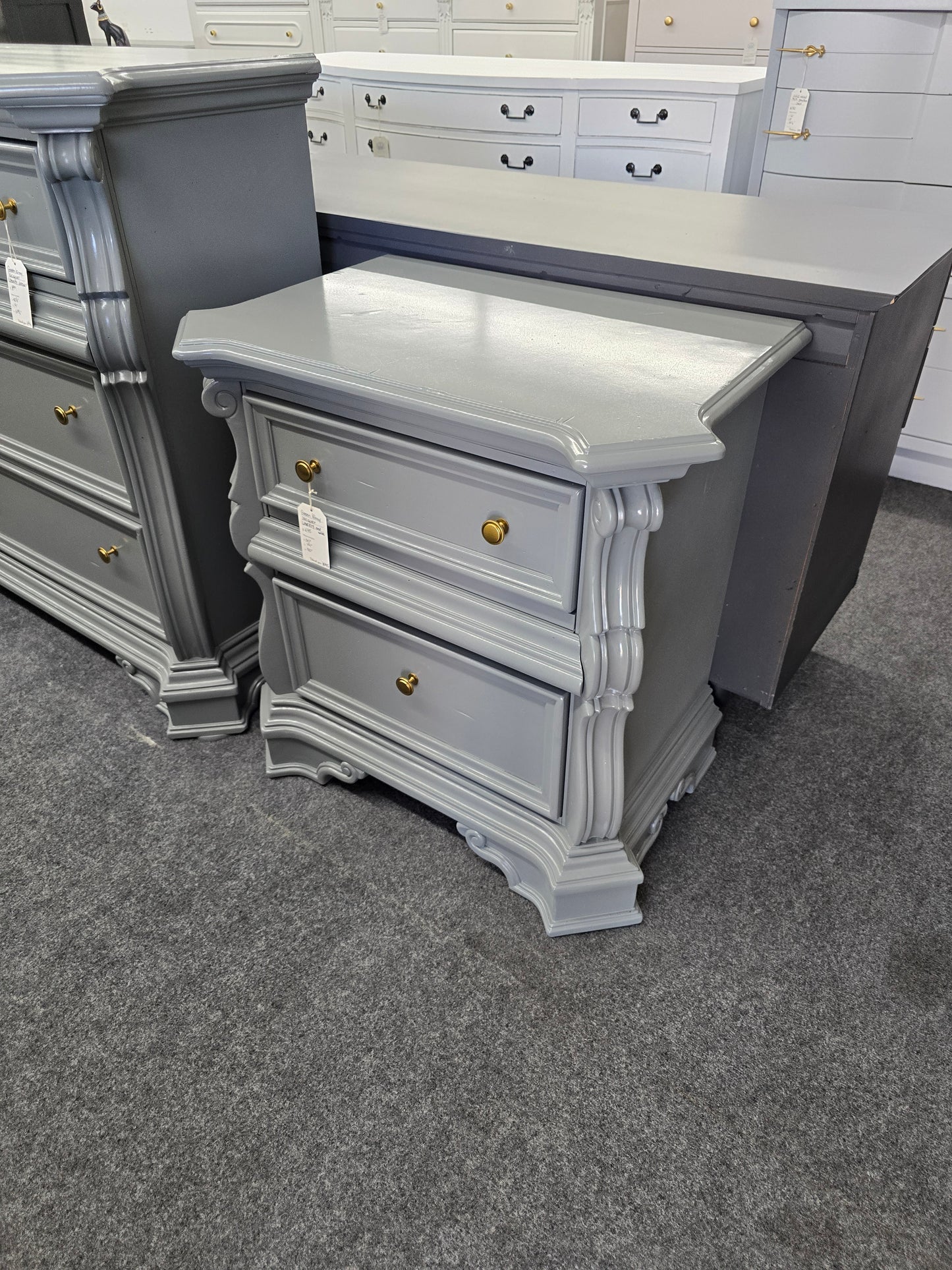 Liberty green gray lacquered nightstand