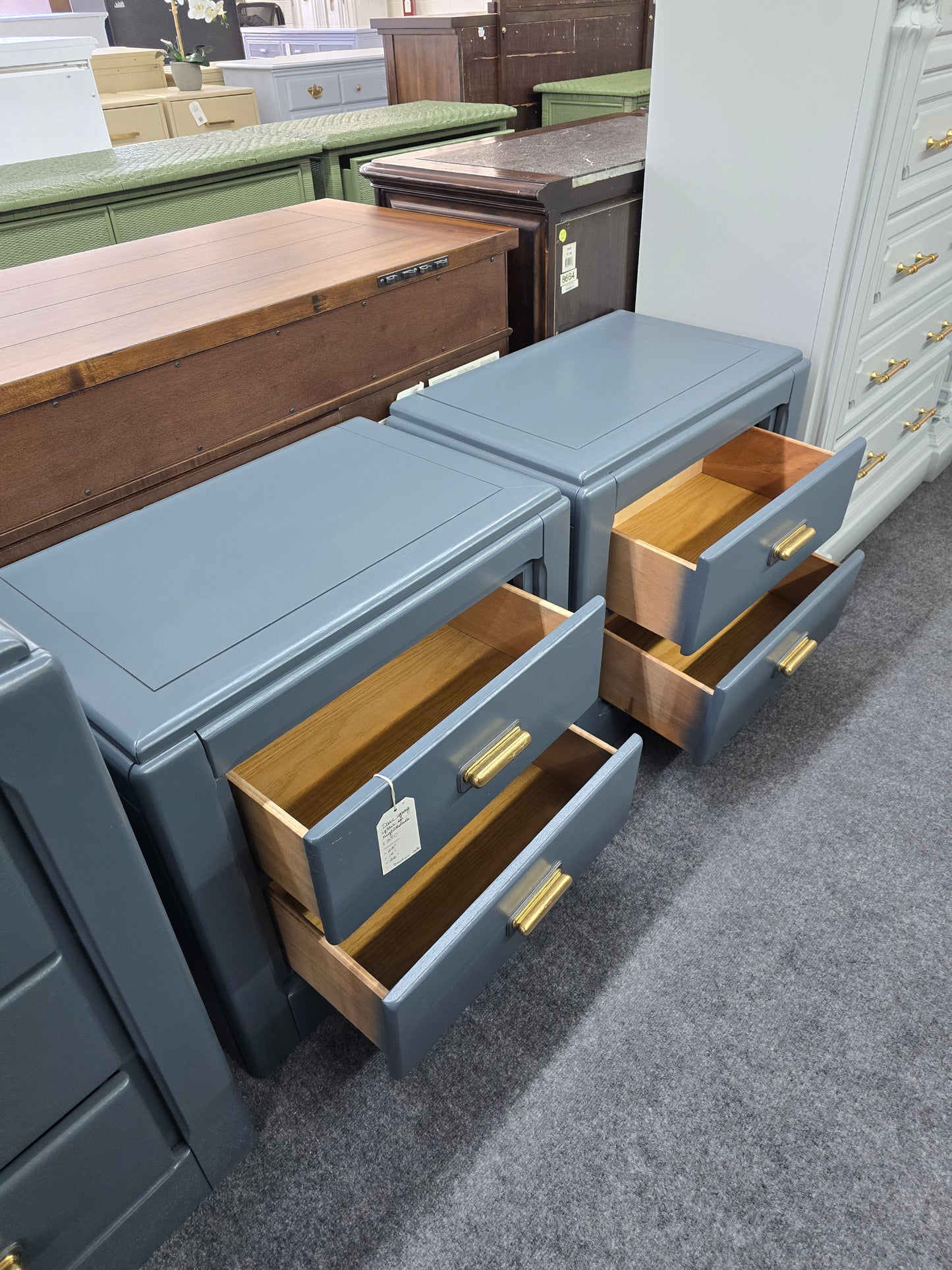 Pair of gray nightstands