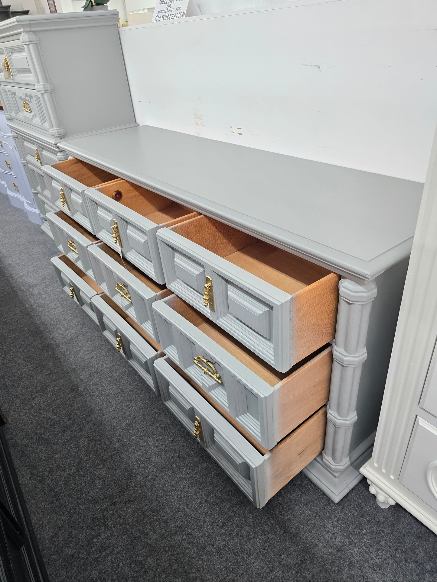 Bassett gray vintage dresser