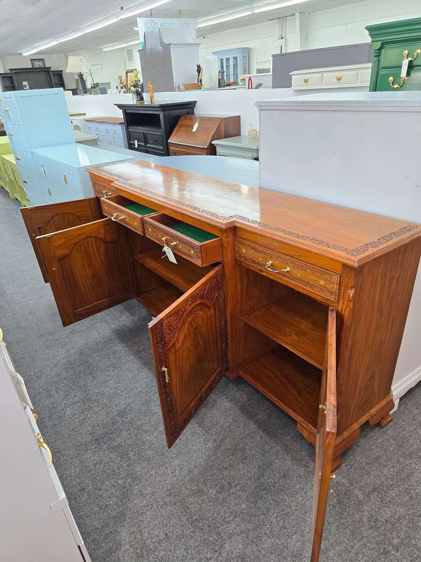 Solid wood gorgeous carved buffett