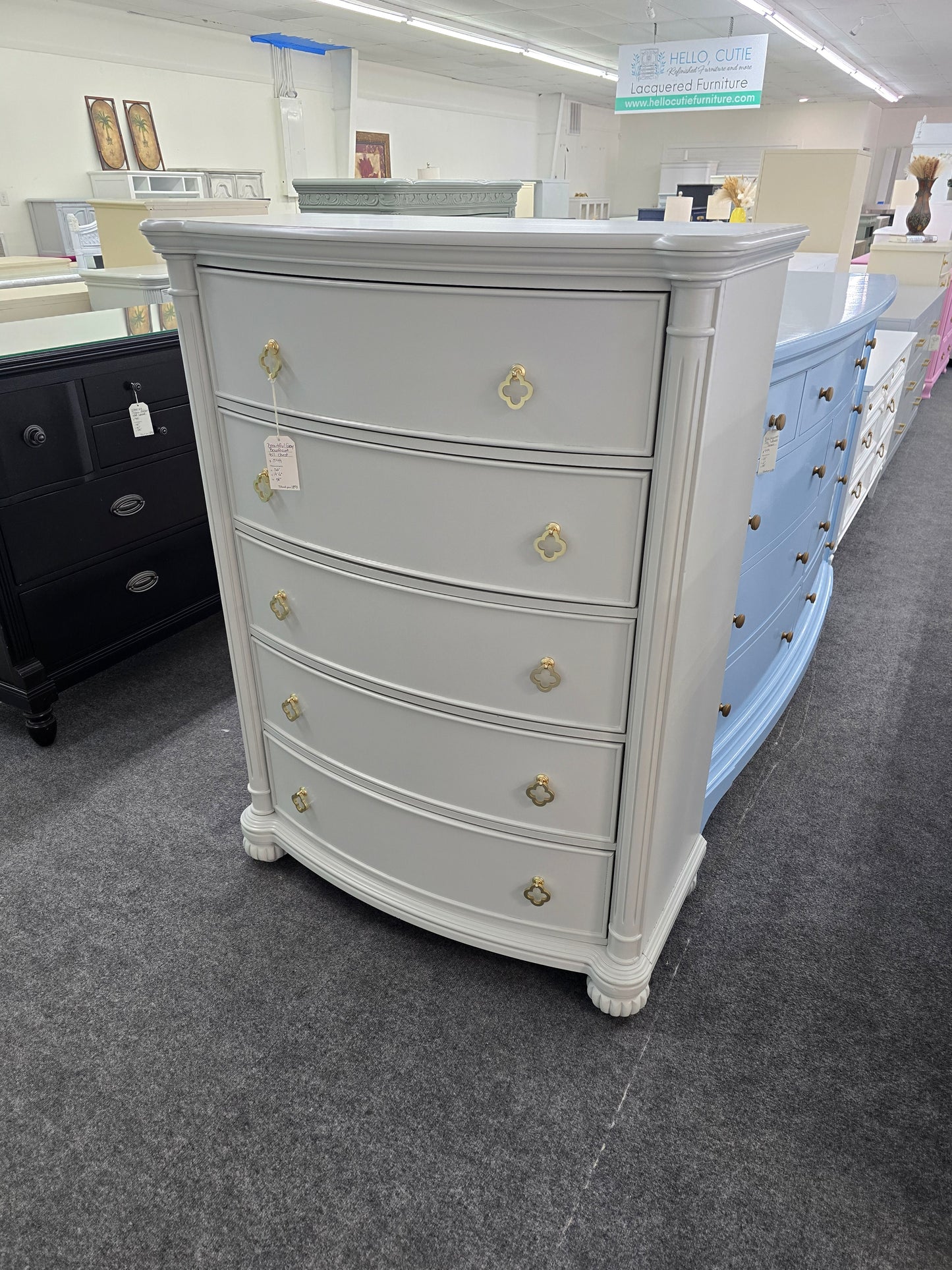 Gray rall bowfront chest