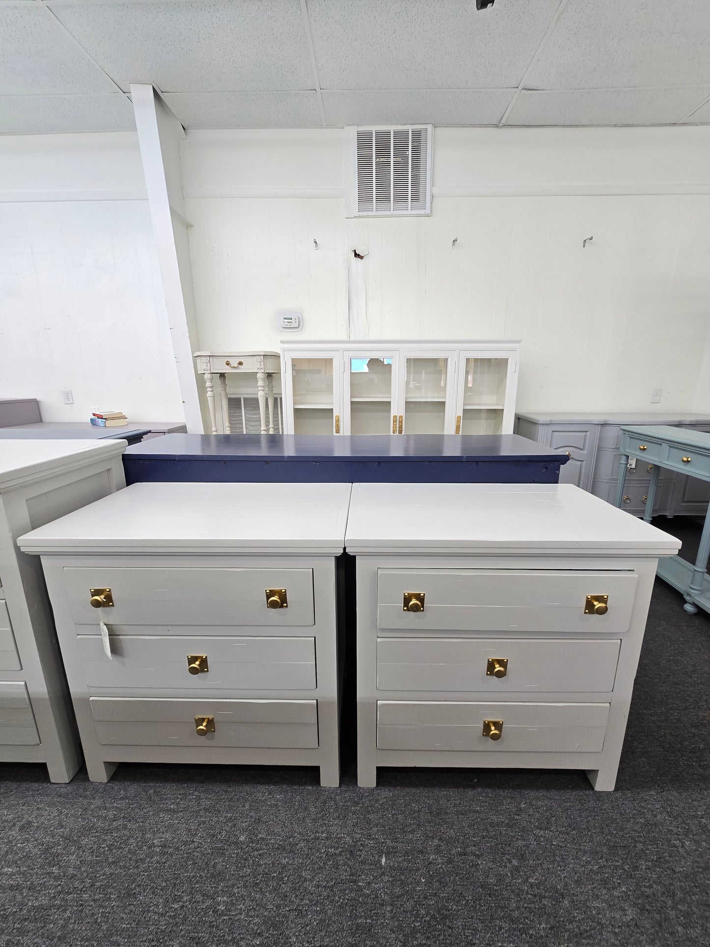 Rustic gray pair of nightstands