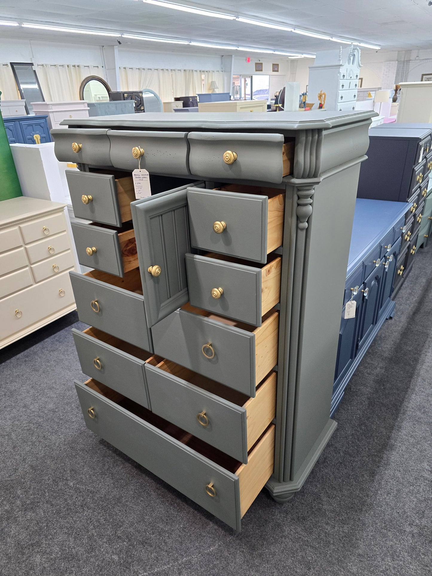 American Signature pewter green chest