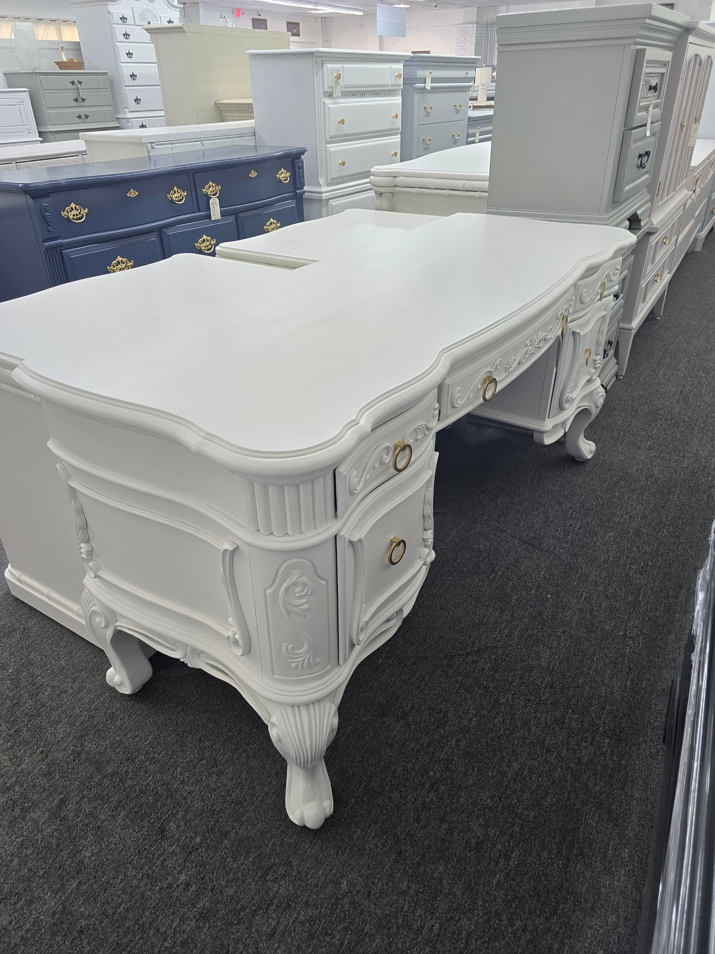 Beautiful alabaster desk carved