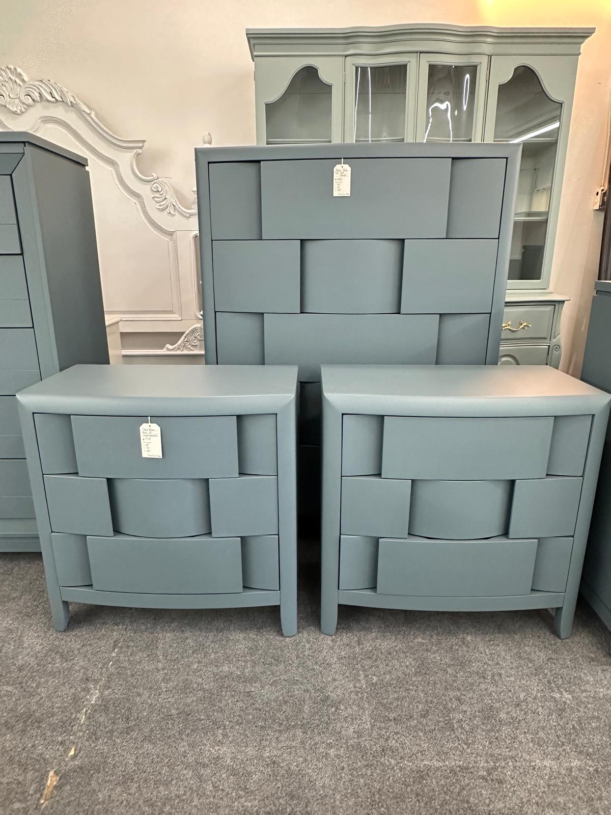 Dark blue layered pair of nightstands