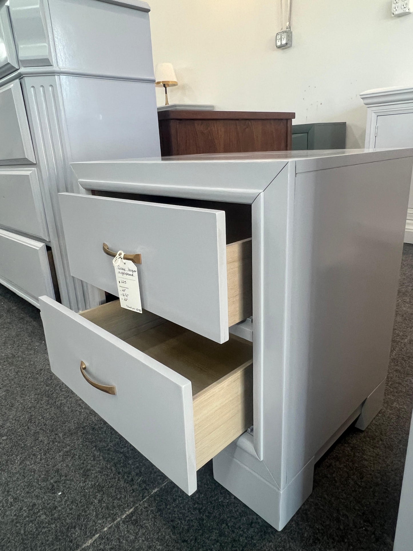 Gray lacquer nightstand