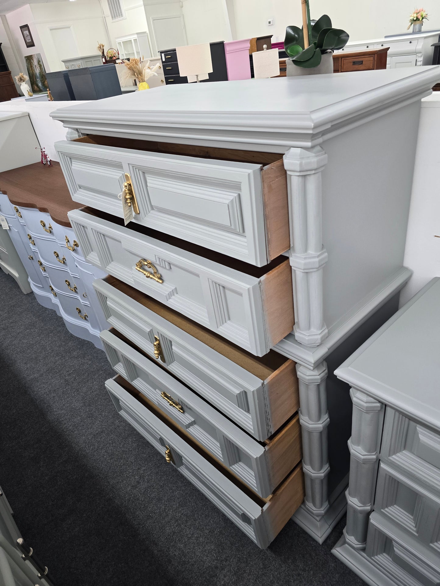 Bassett gray vintage chest