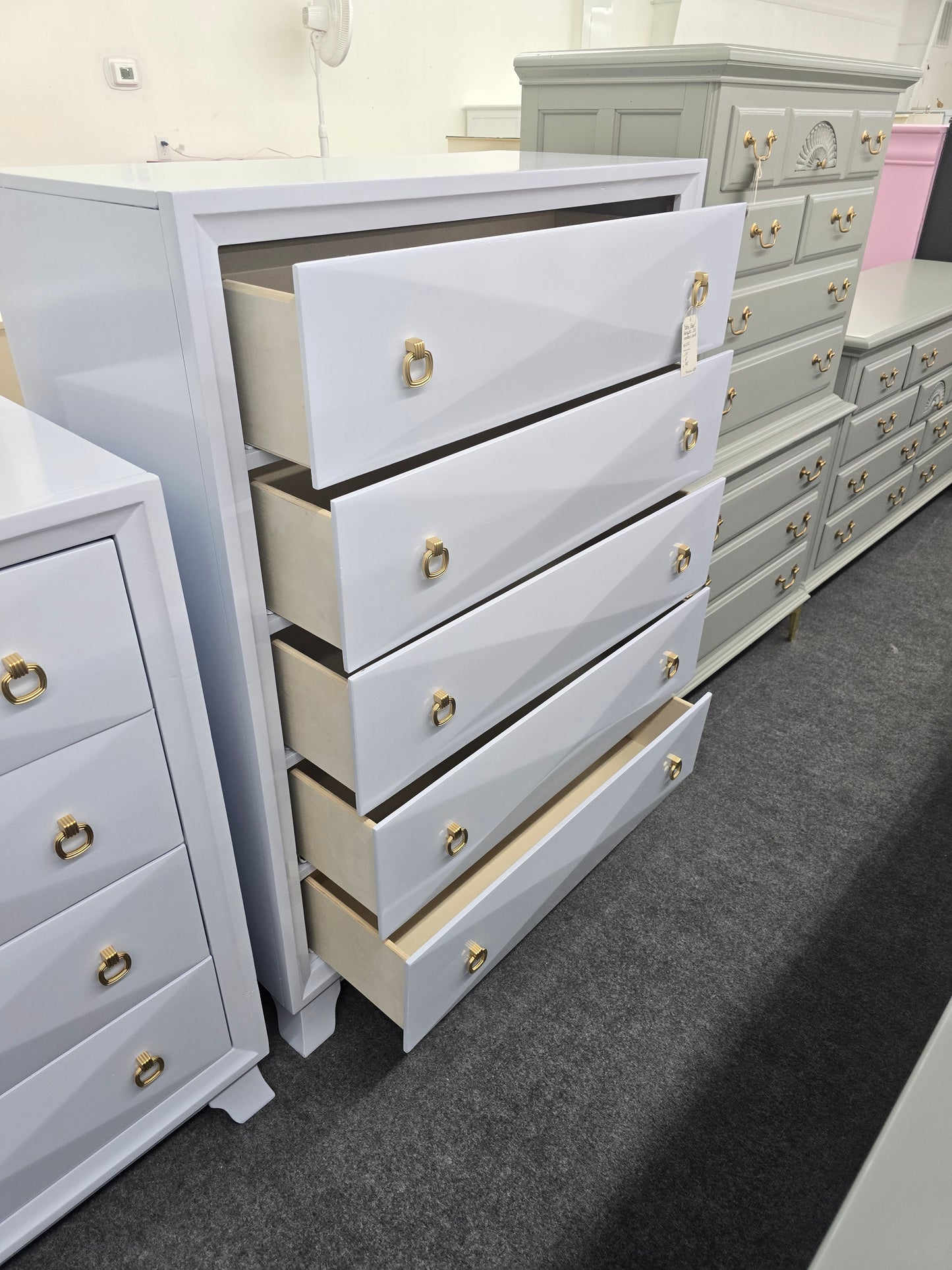 5 drawers baby blue modern chest