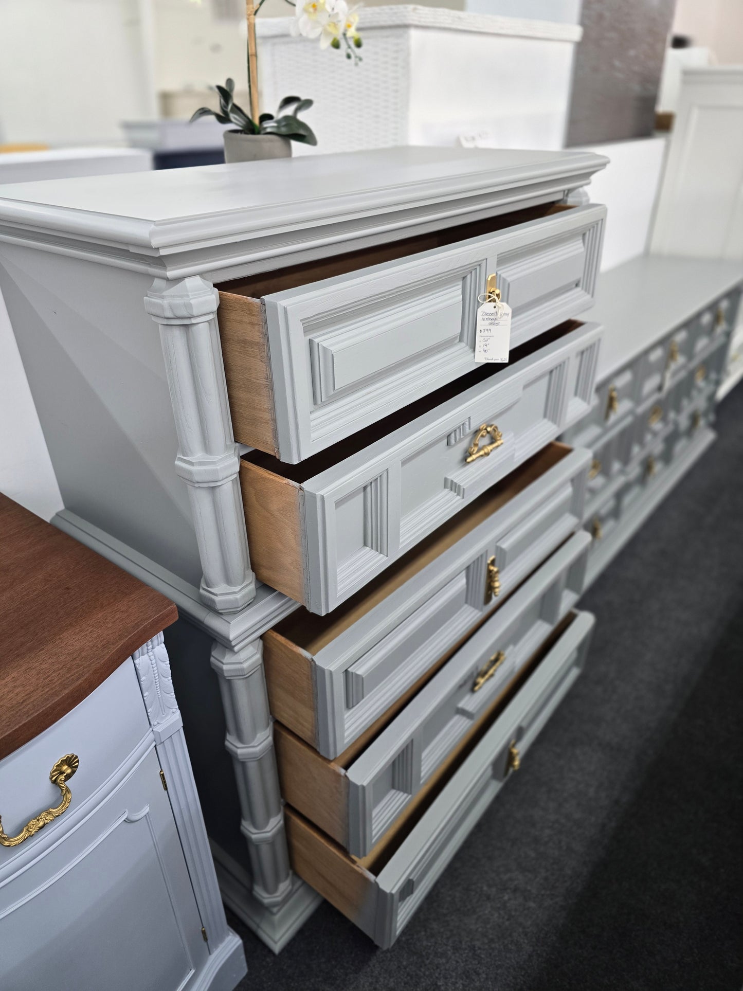 Bassett gray vintage chest