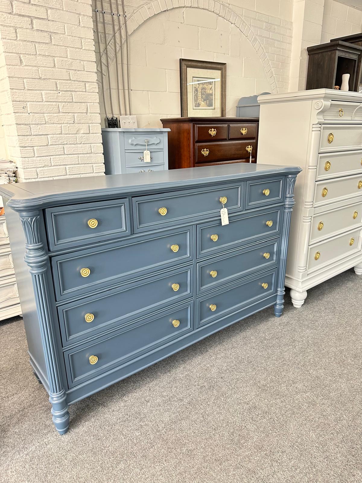 Bassett solid wood dark blue dresser