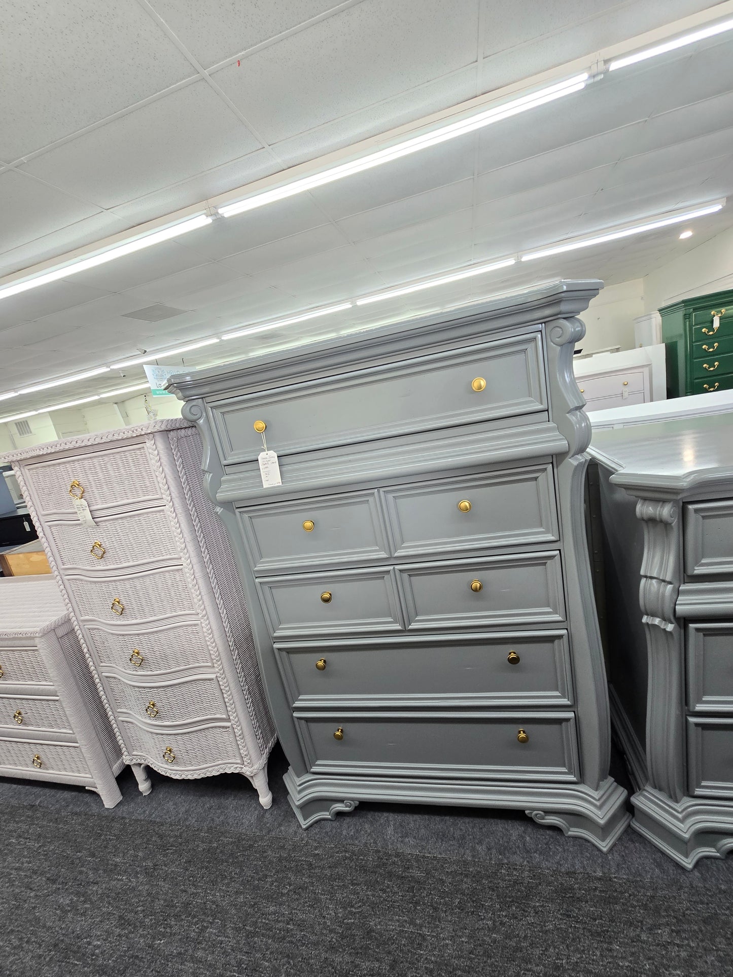 Liberty green gray lacquered chest