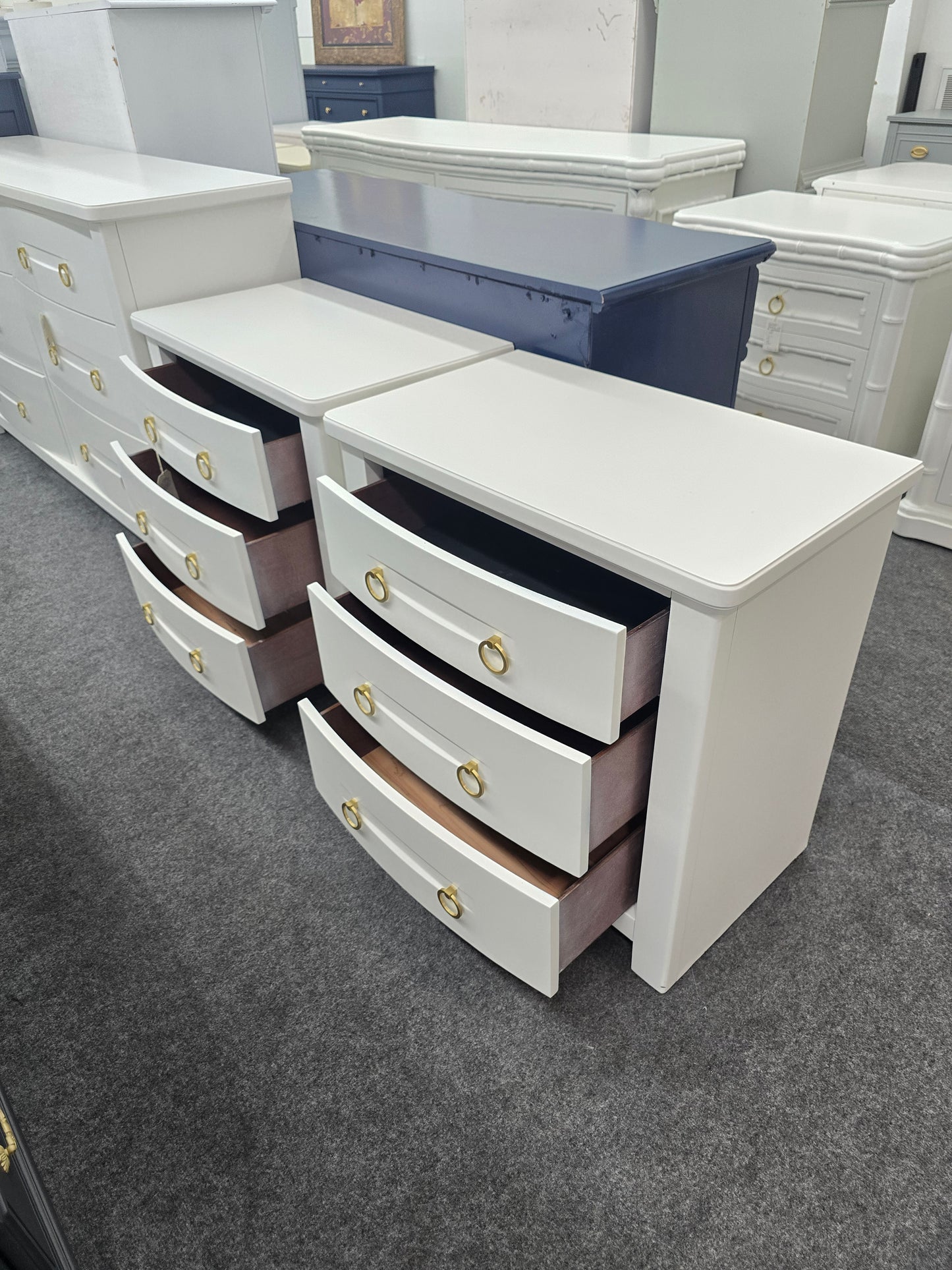 Pair of alabaster nightstands
