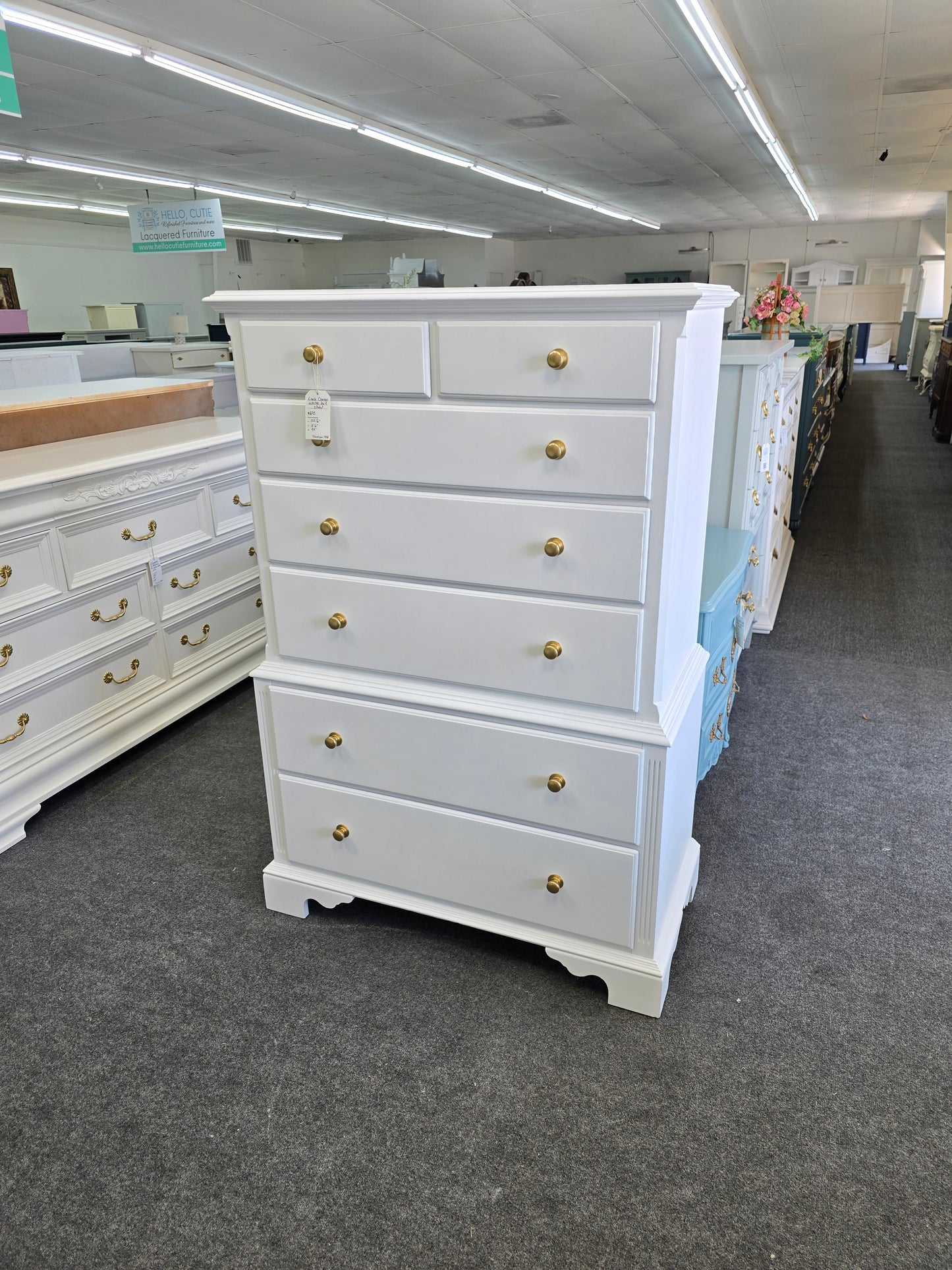 Knobs Creek solod wood white tall chest