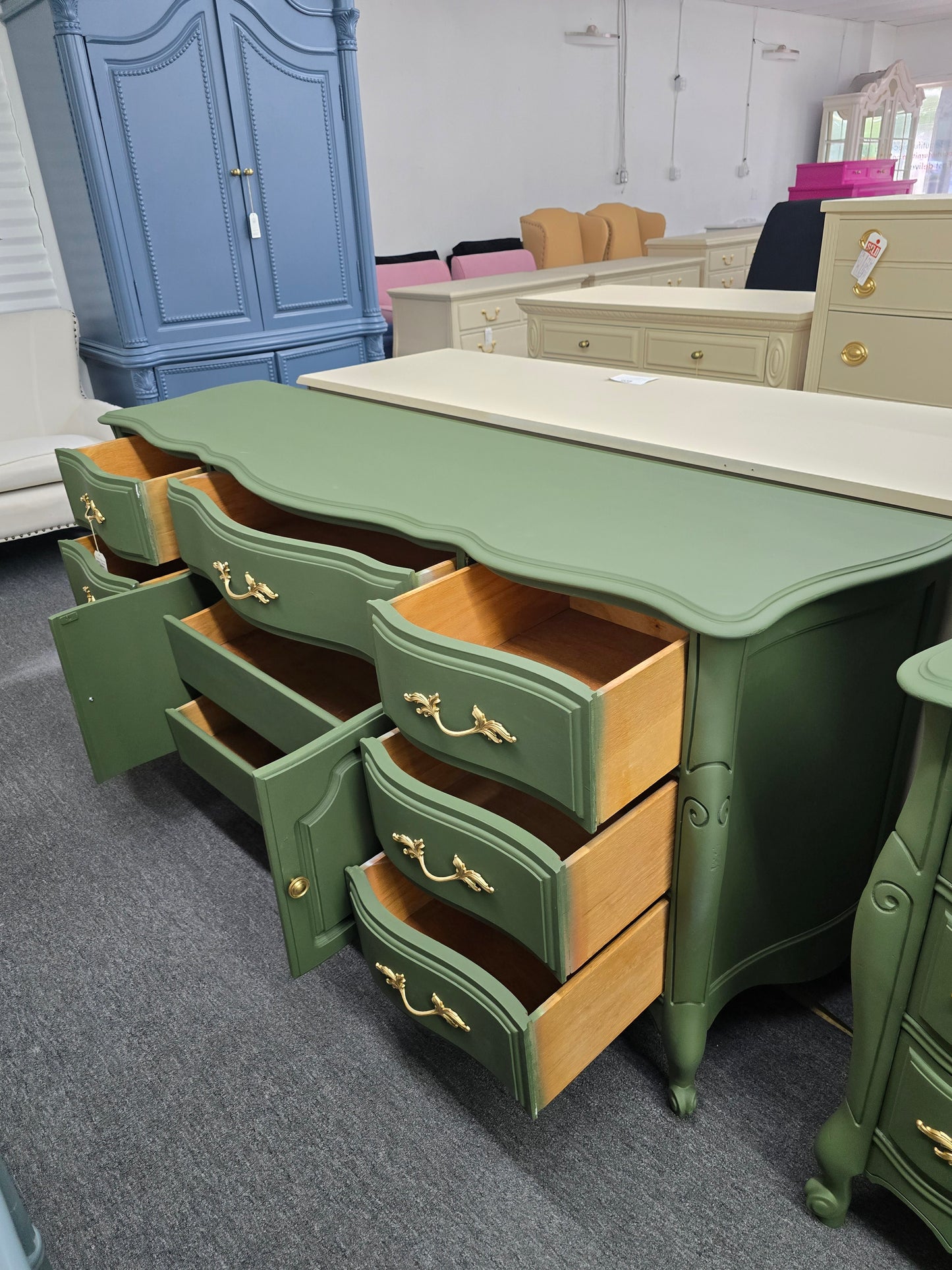 Secret garden green french provincial dresser