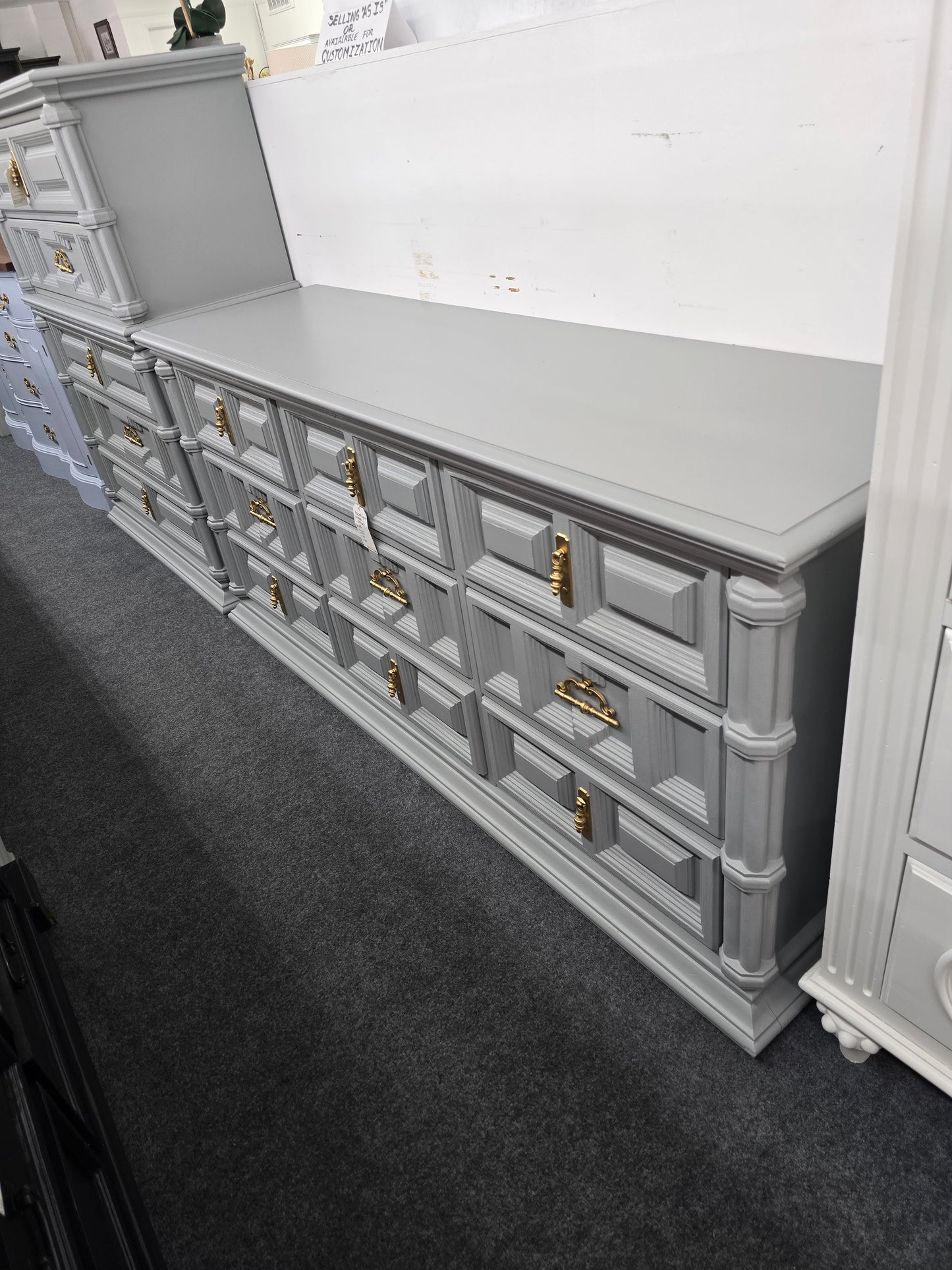 Bassett gray vintage dresser