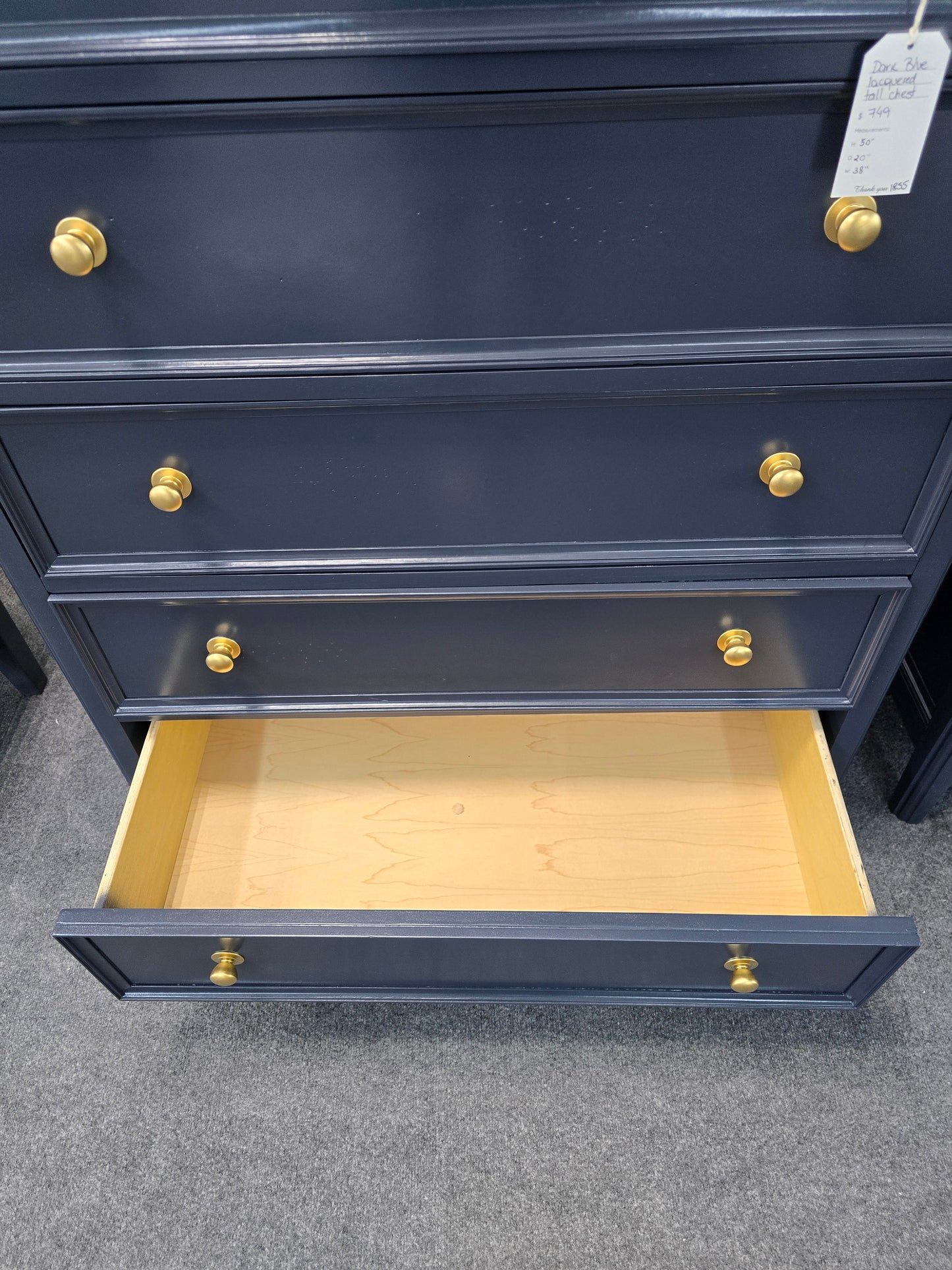 Dark blue 5 drawers tall chest