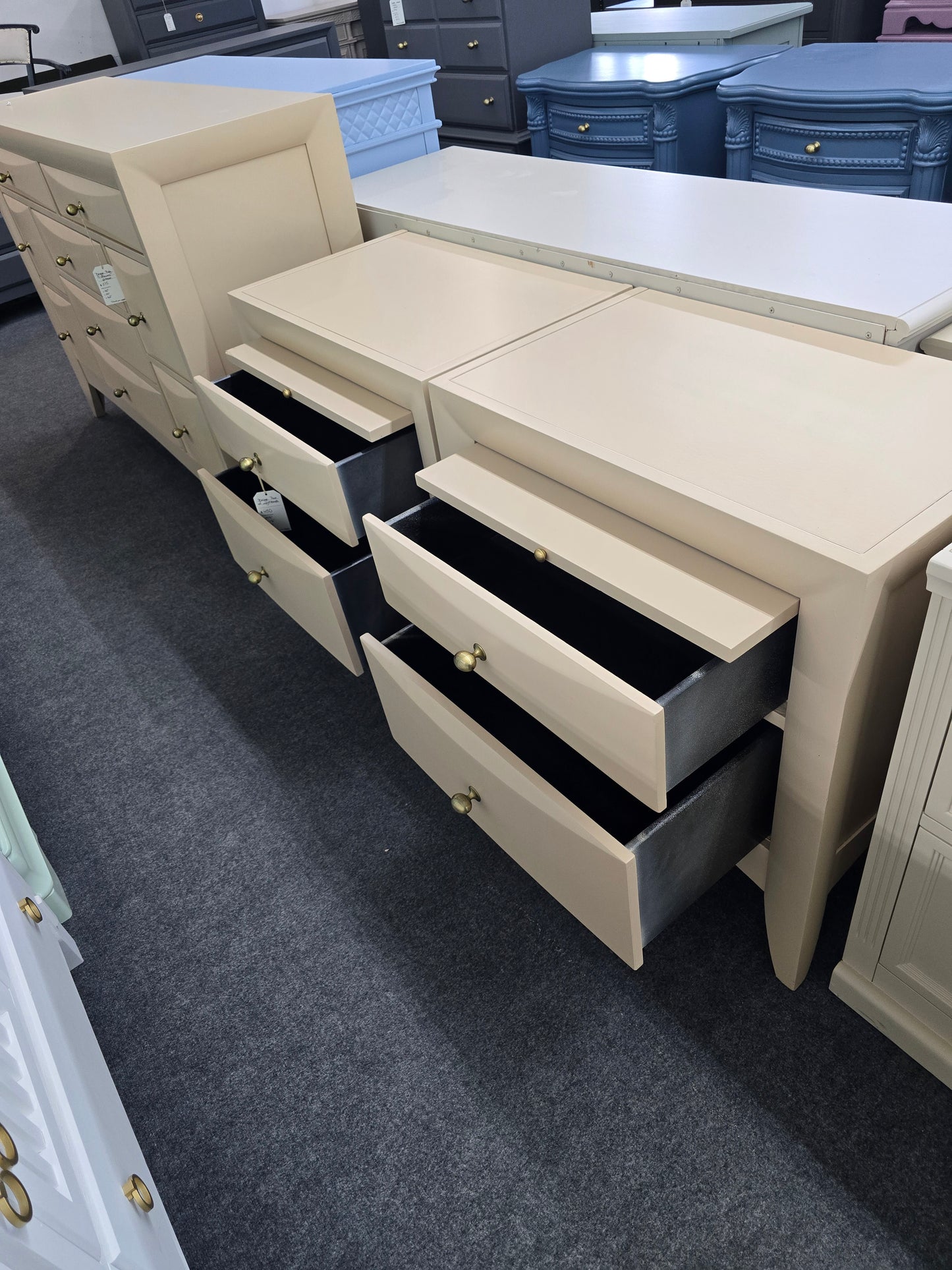 Beige pair of nightstands