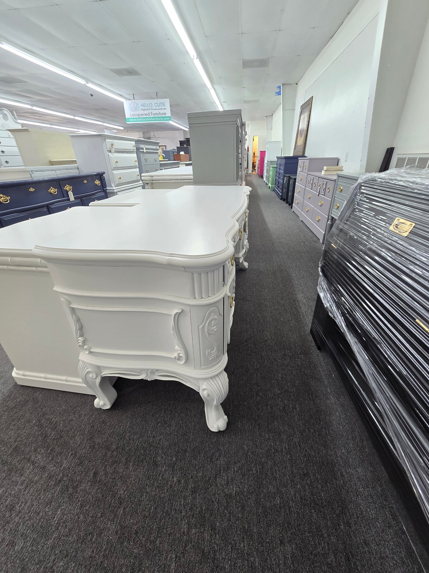Beautiful alabaster desk carved