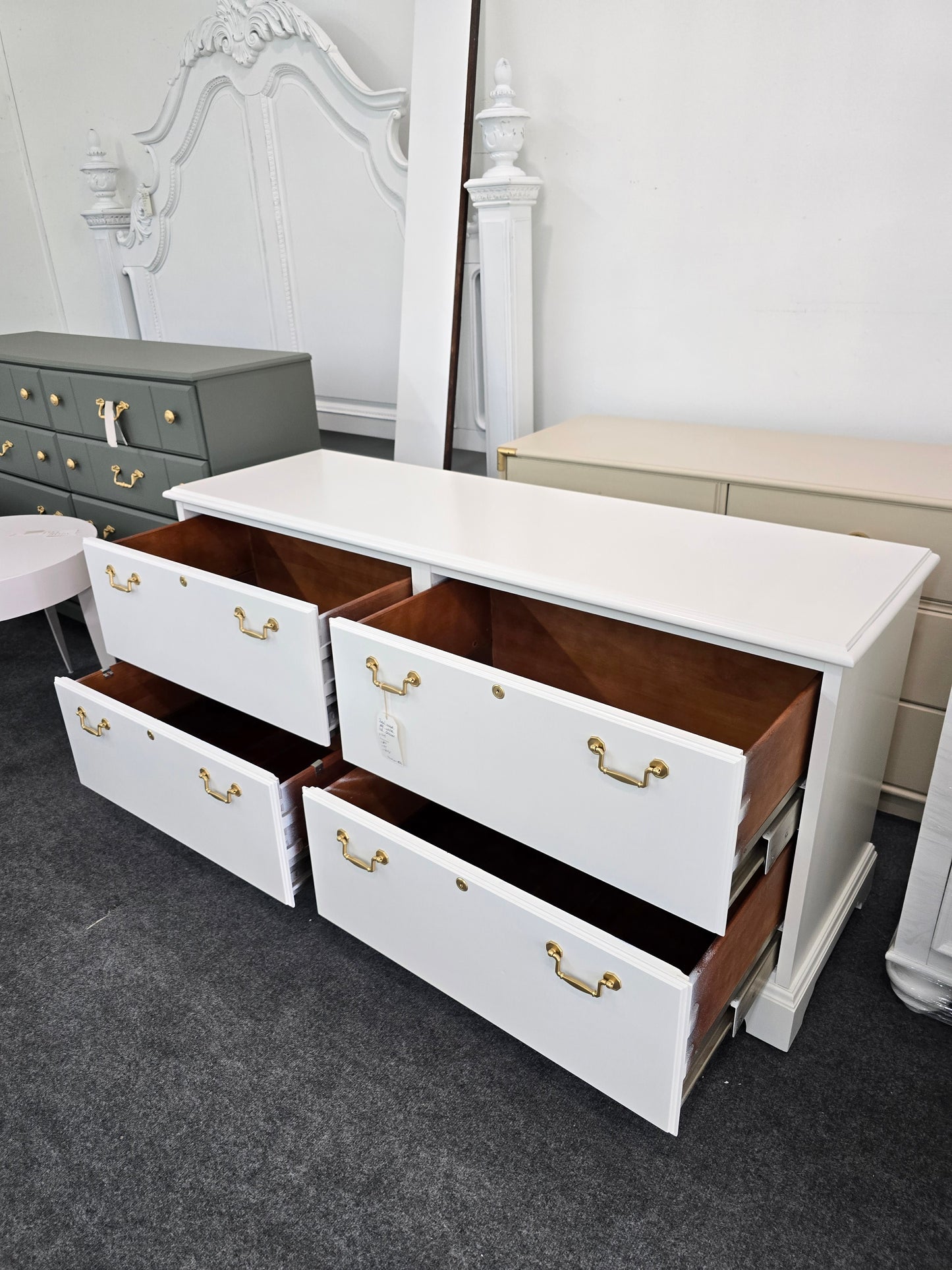 Solid wood off white dresser/file cabinet