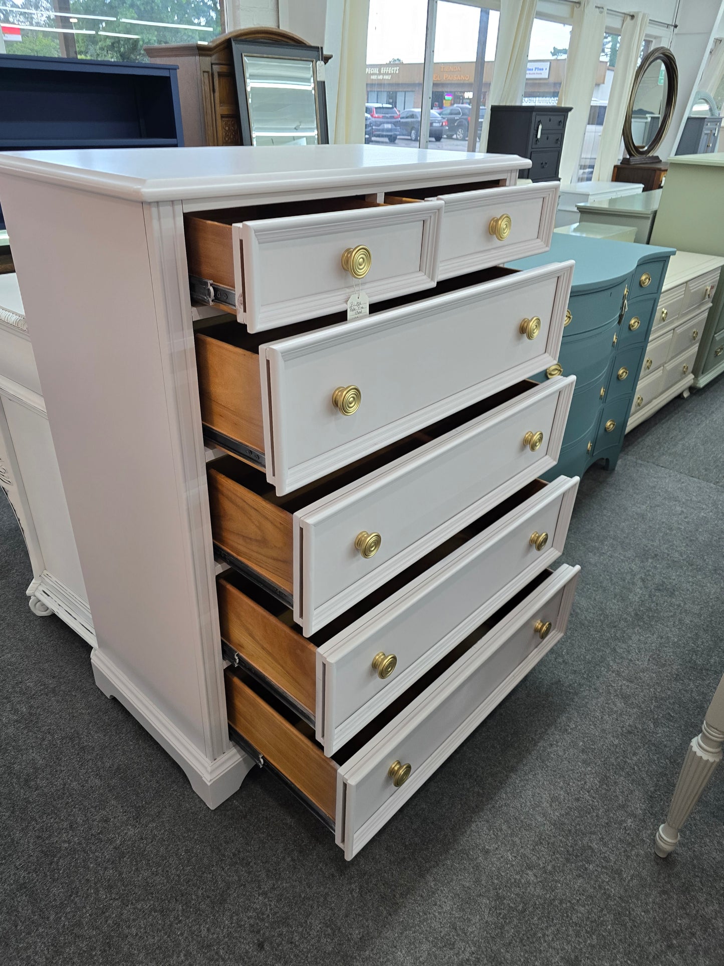 Pulaski pale pink chest of drawers