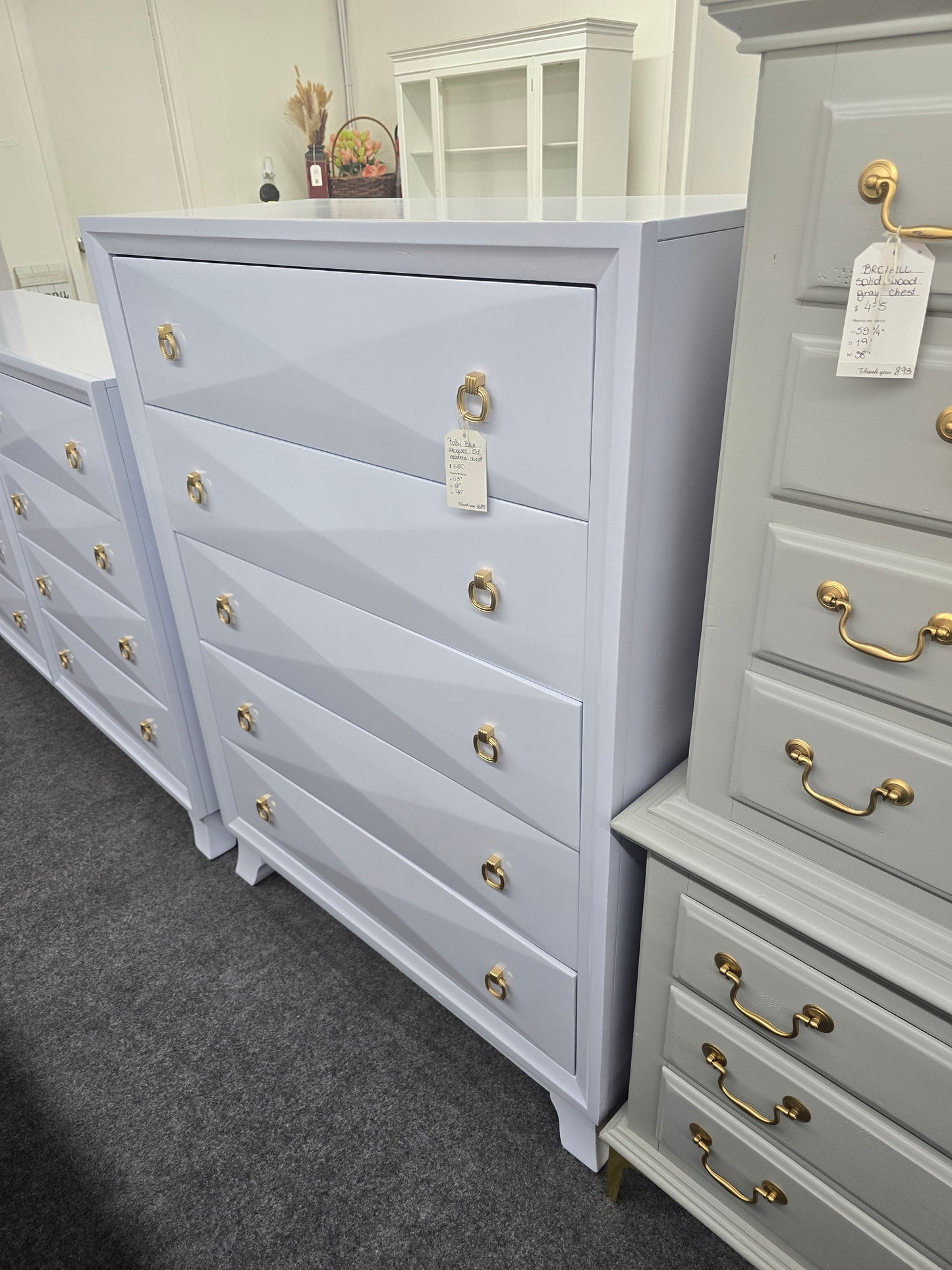 5 drawers baby blue modern chest