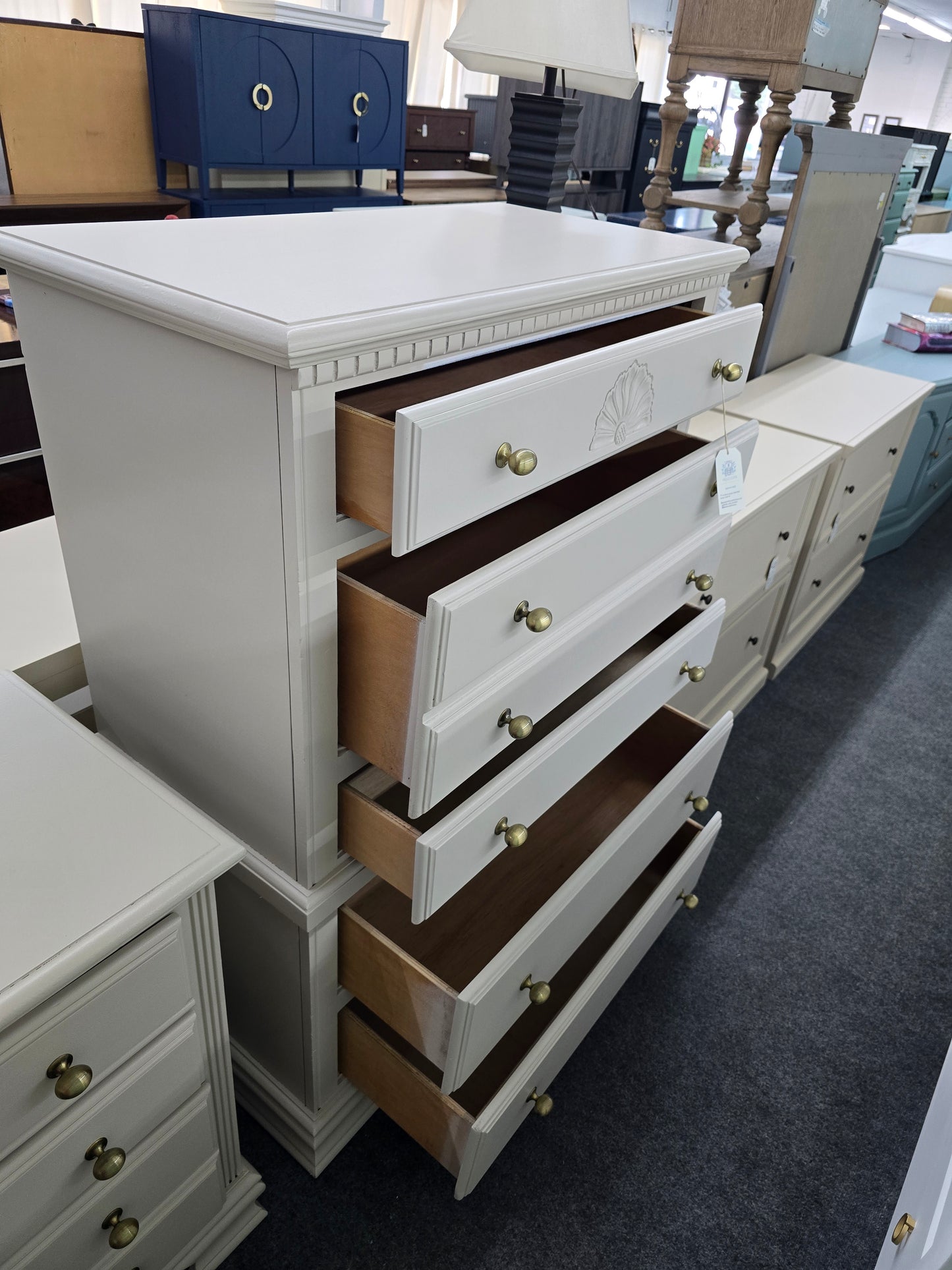 Vintage beige tall chest