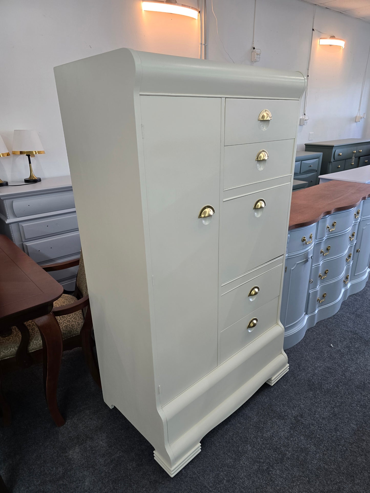 Antique waterfall cream chest/armoire