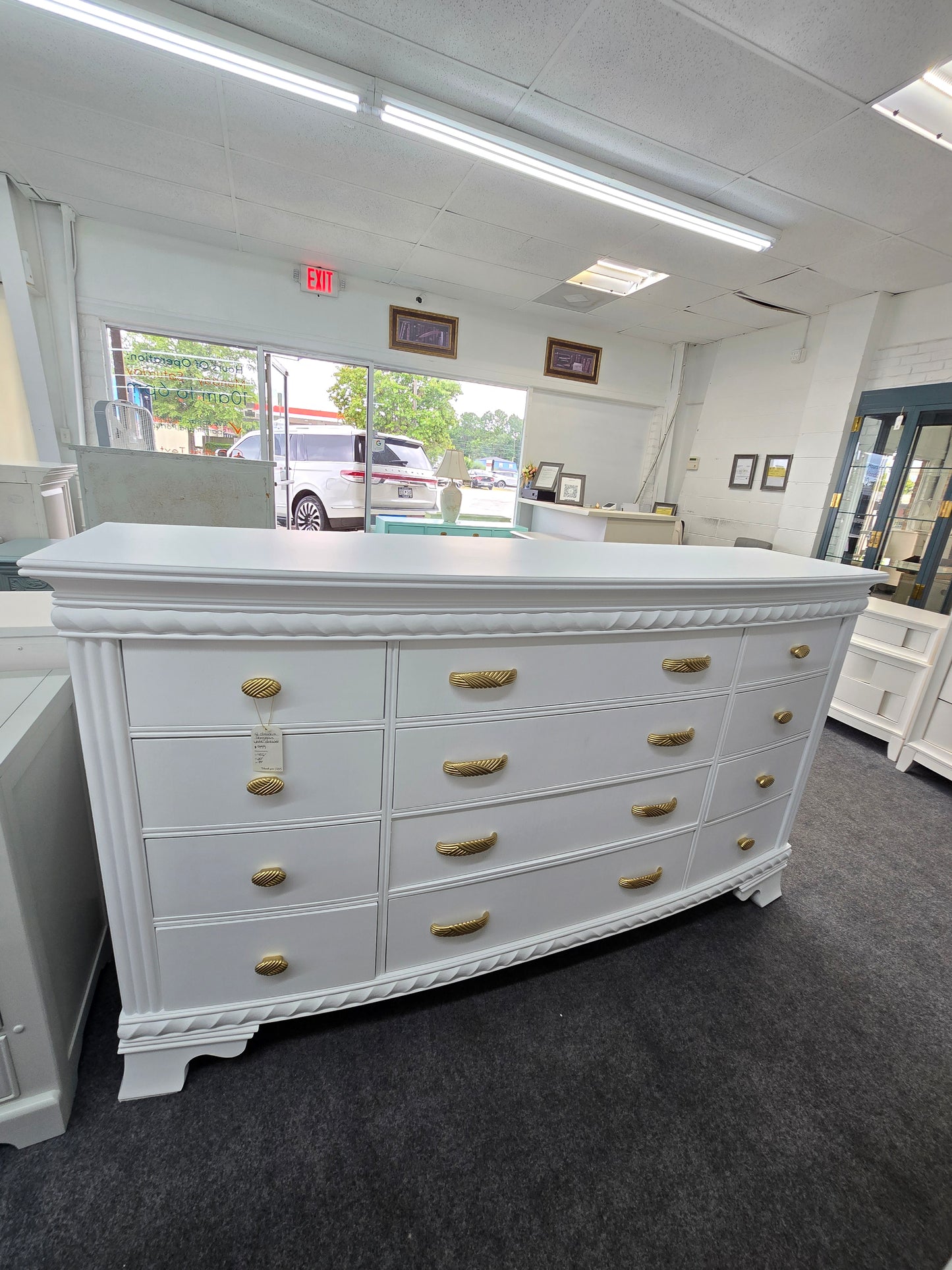 Gorgeous 12 drawers white bowfront dresser