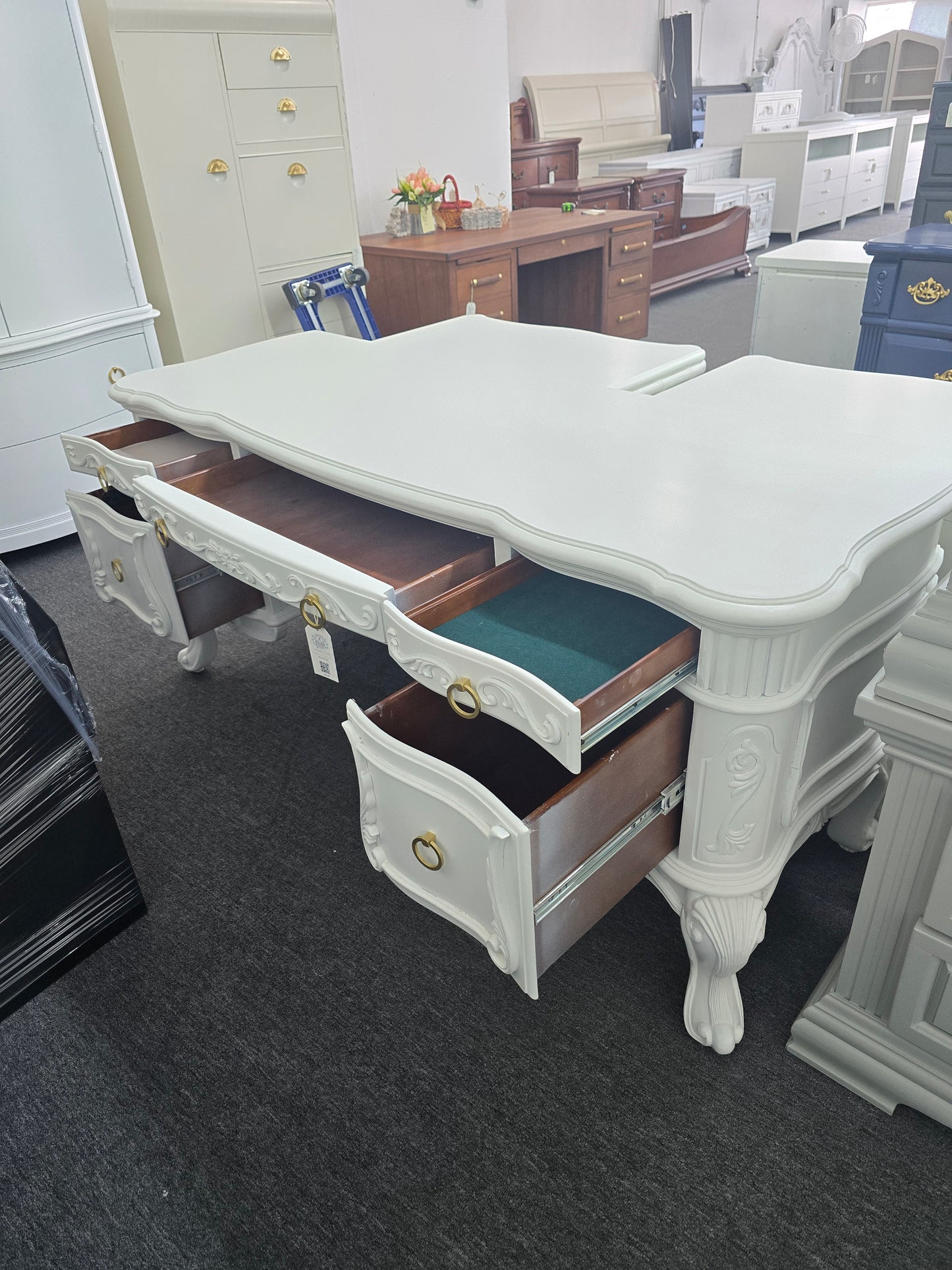 Beautiful alabaster desk carved