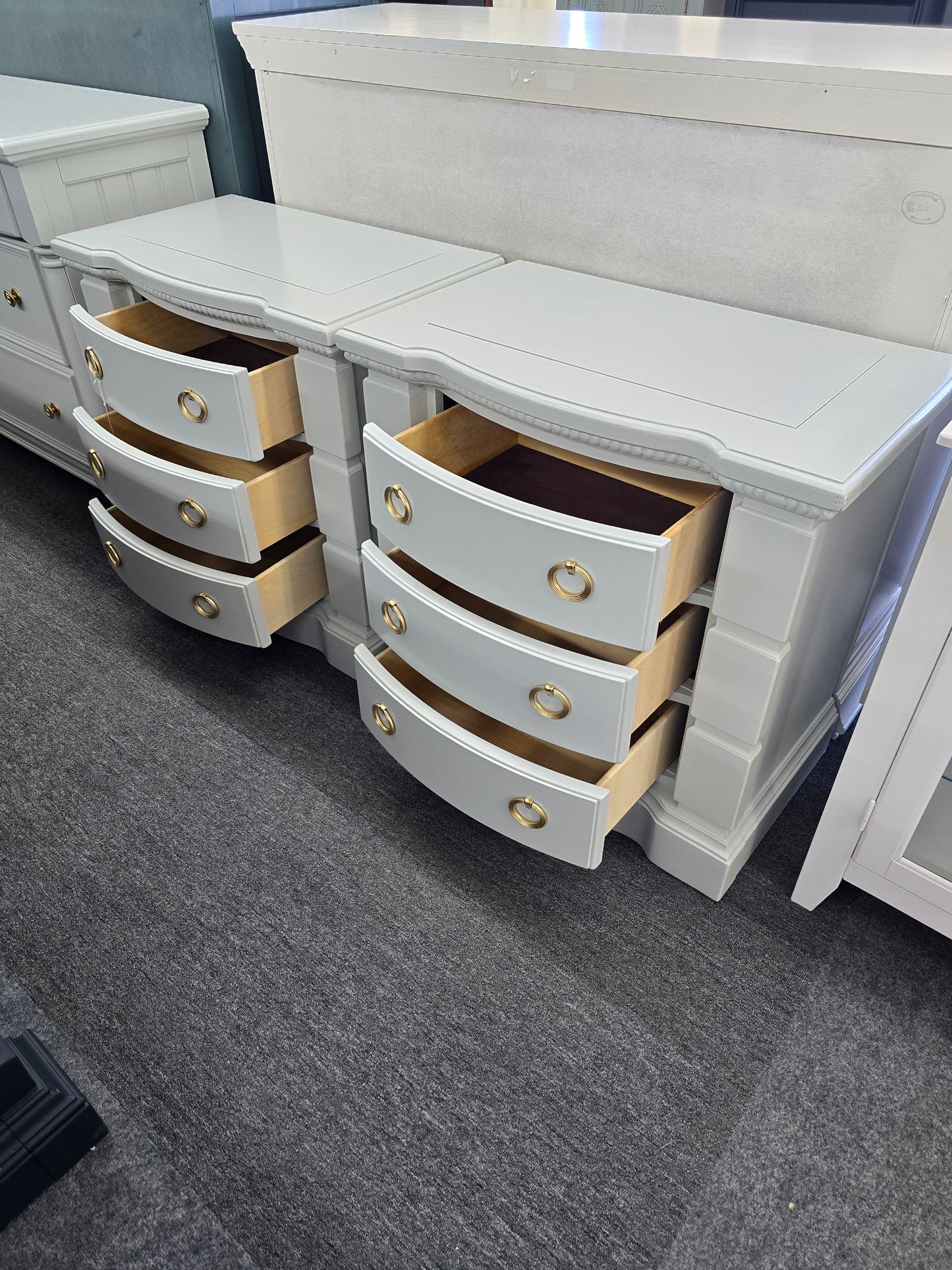Big gray pair of nightstands
