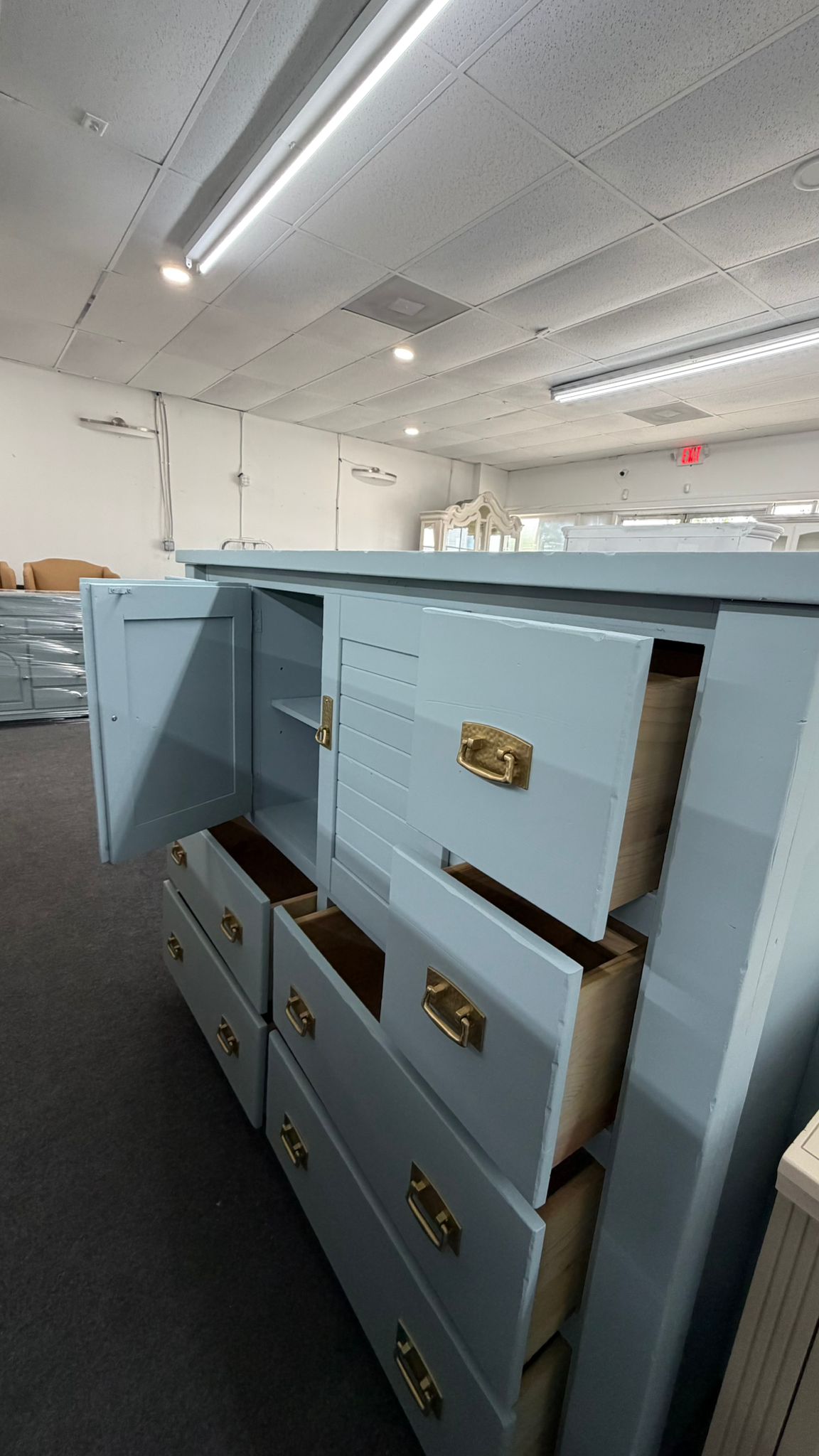 Baby blue solid wood Rustic dresser