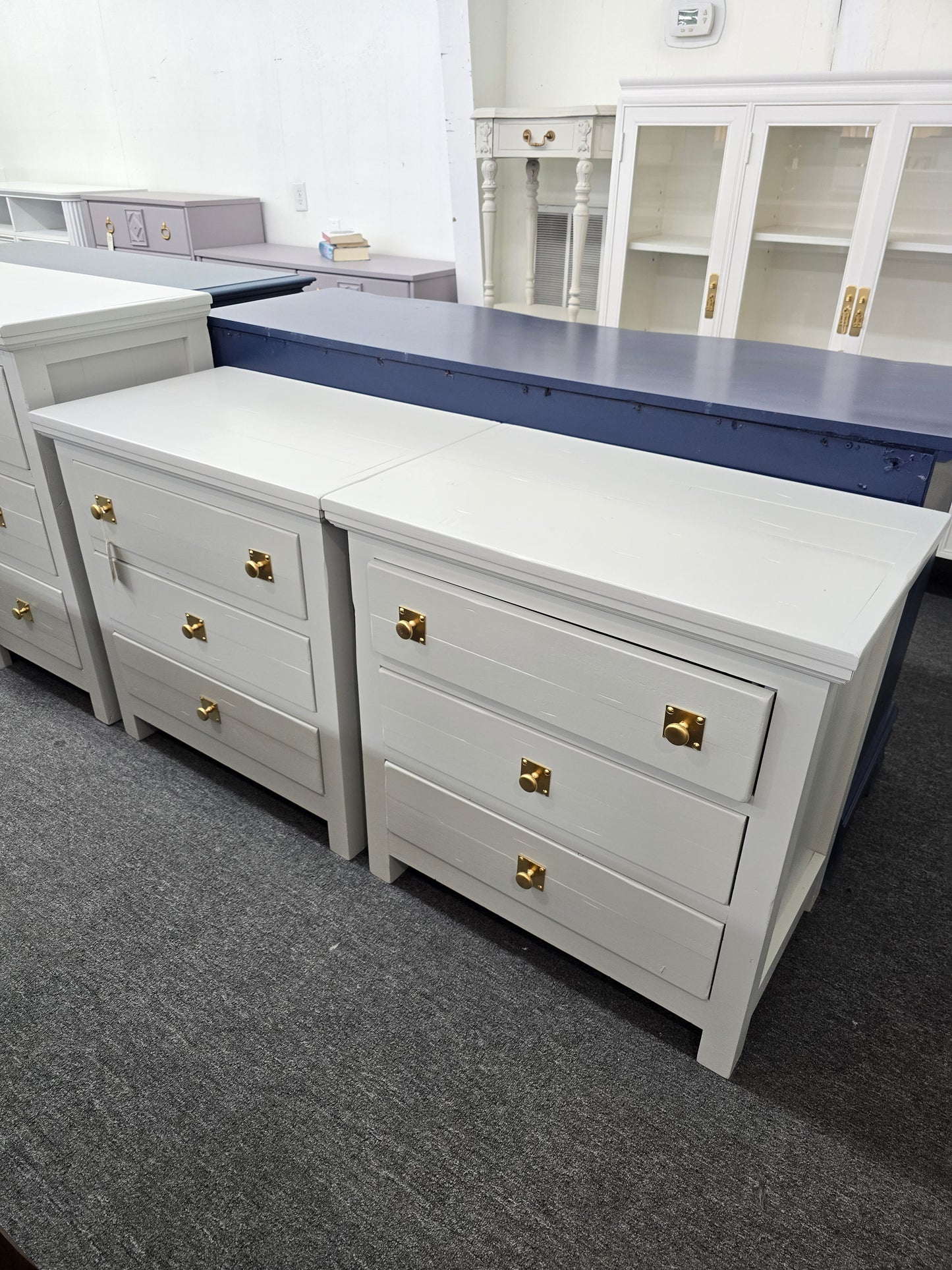 Rustic gray pair of nightstands