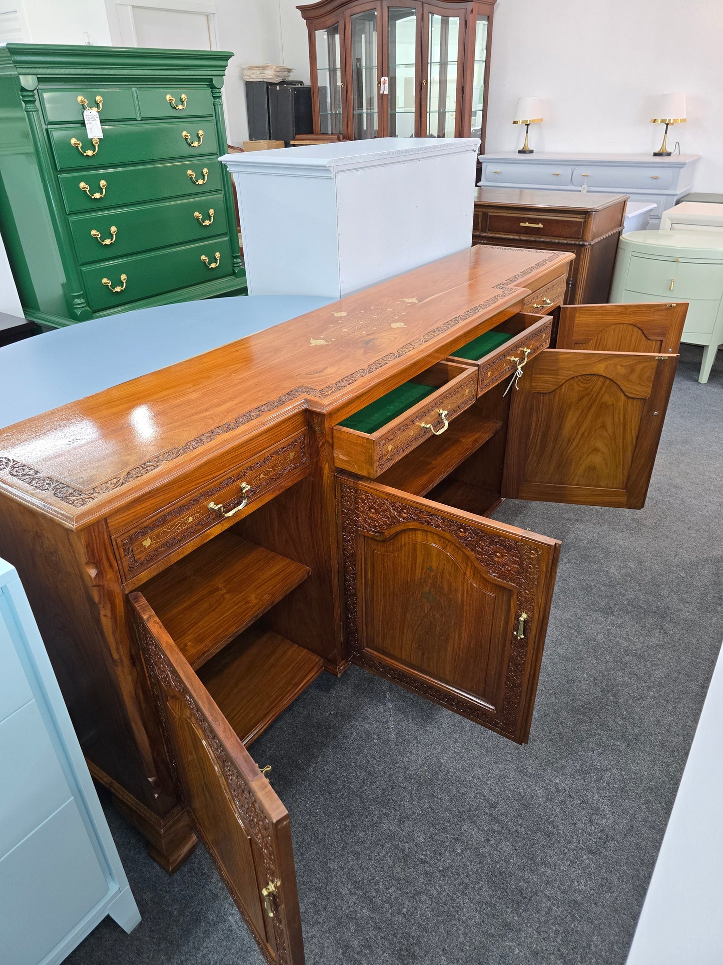 Solid wood gorgeous carved buffett
