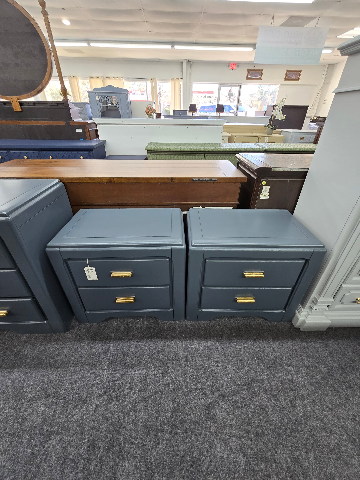 Pair of gray nightstands