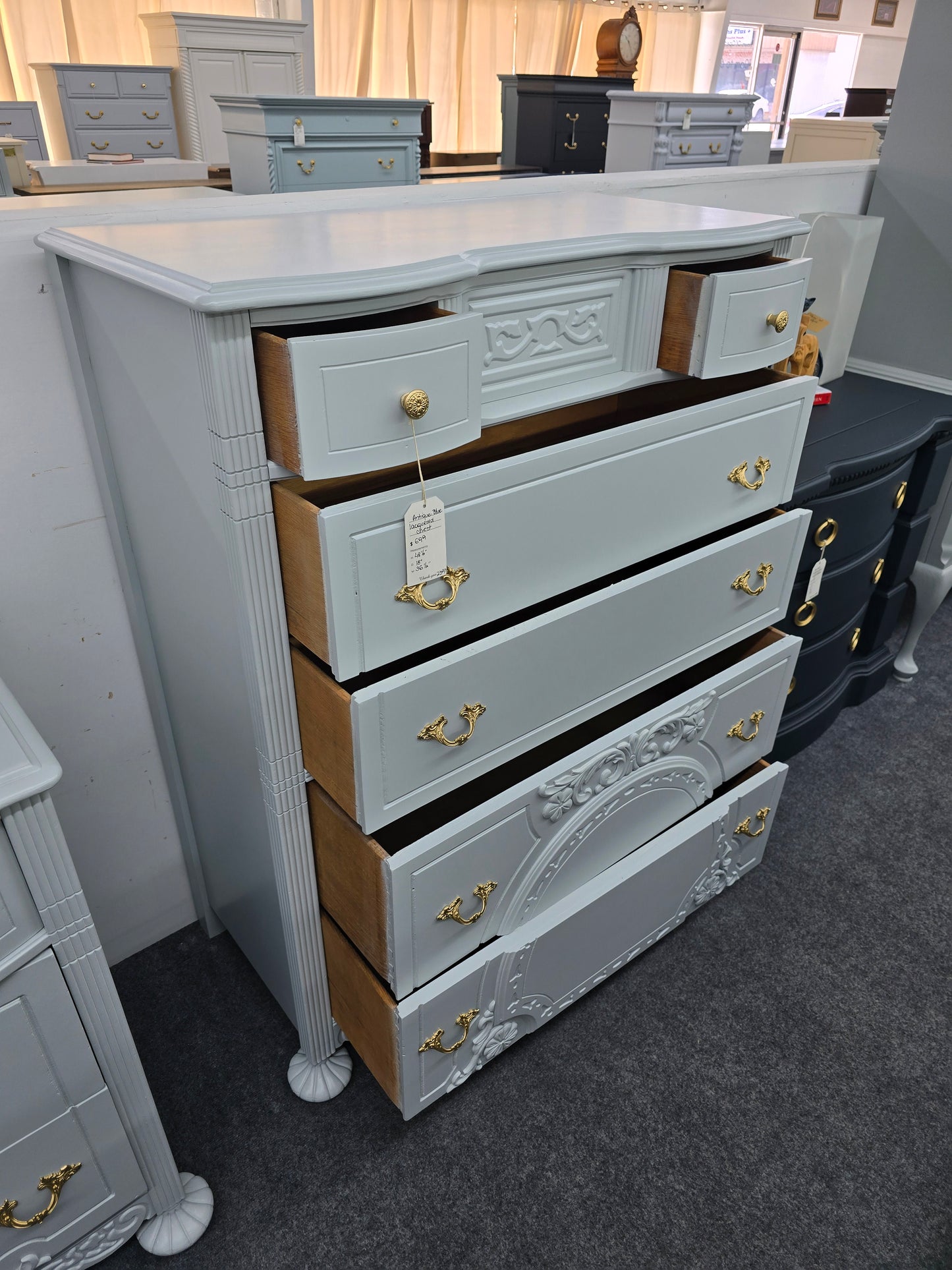 Antique blue Lacquered chest