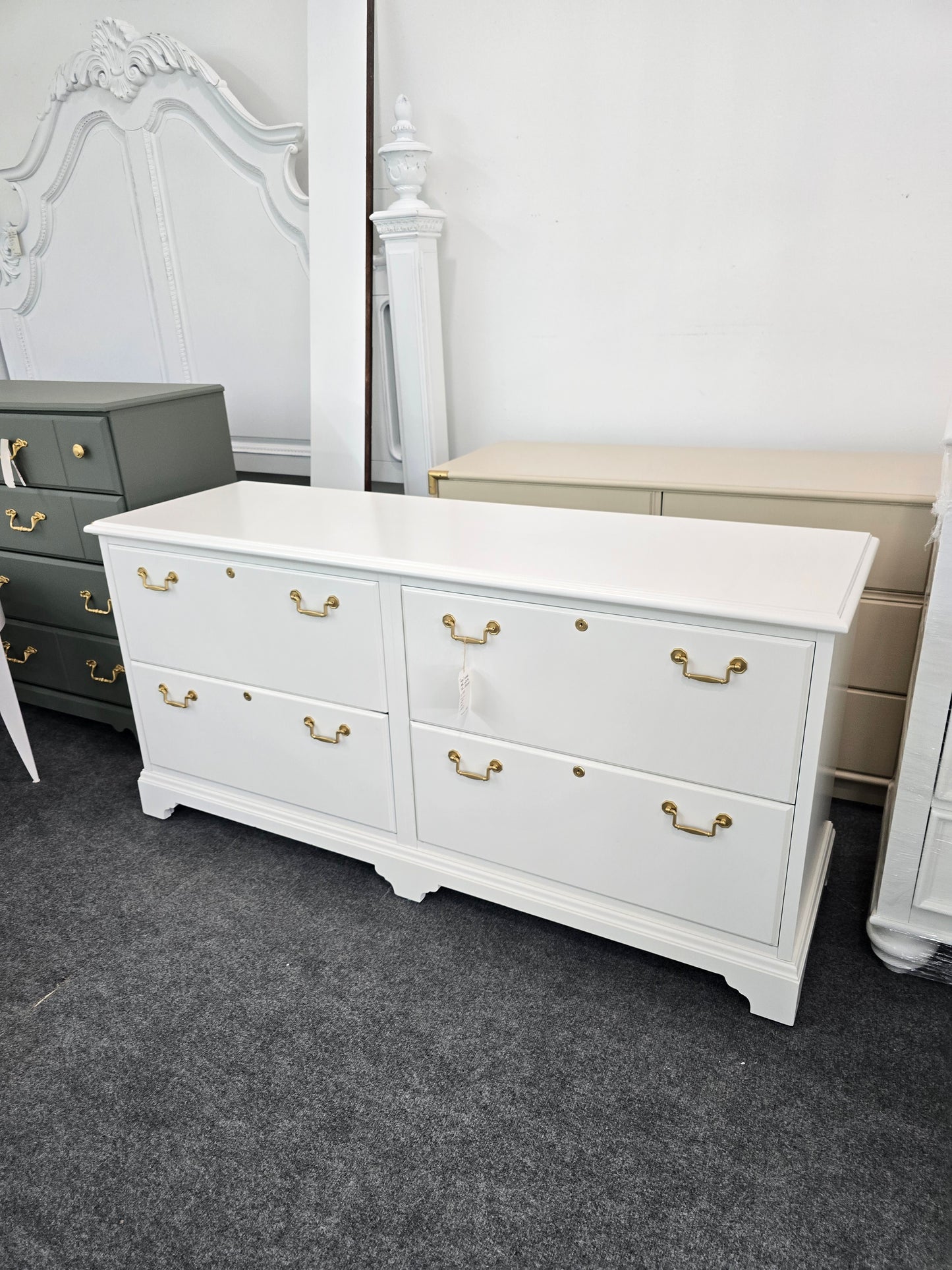 Solid wood off white dresser/file cabinet