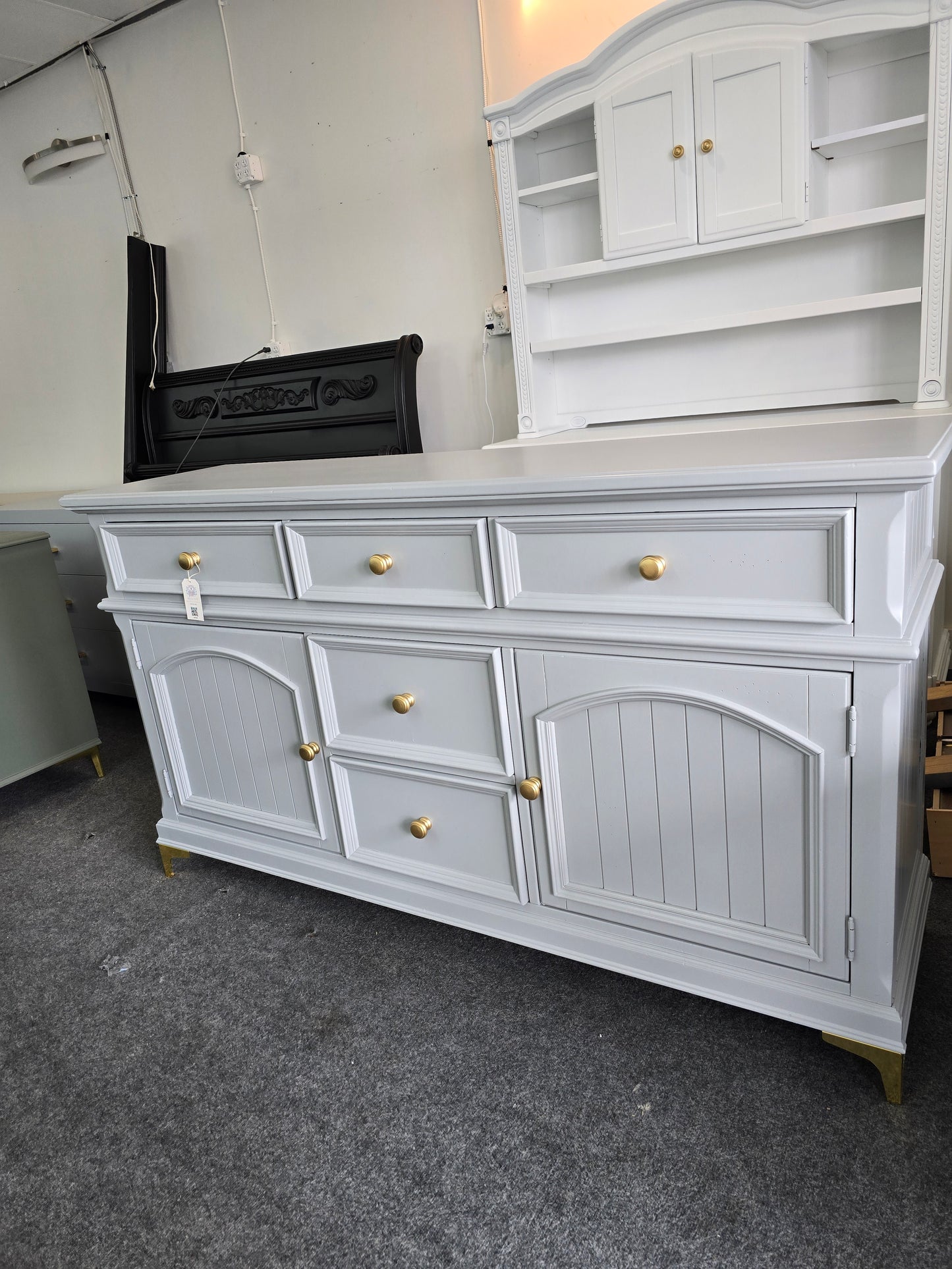Gray dresser with golden legs