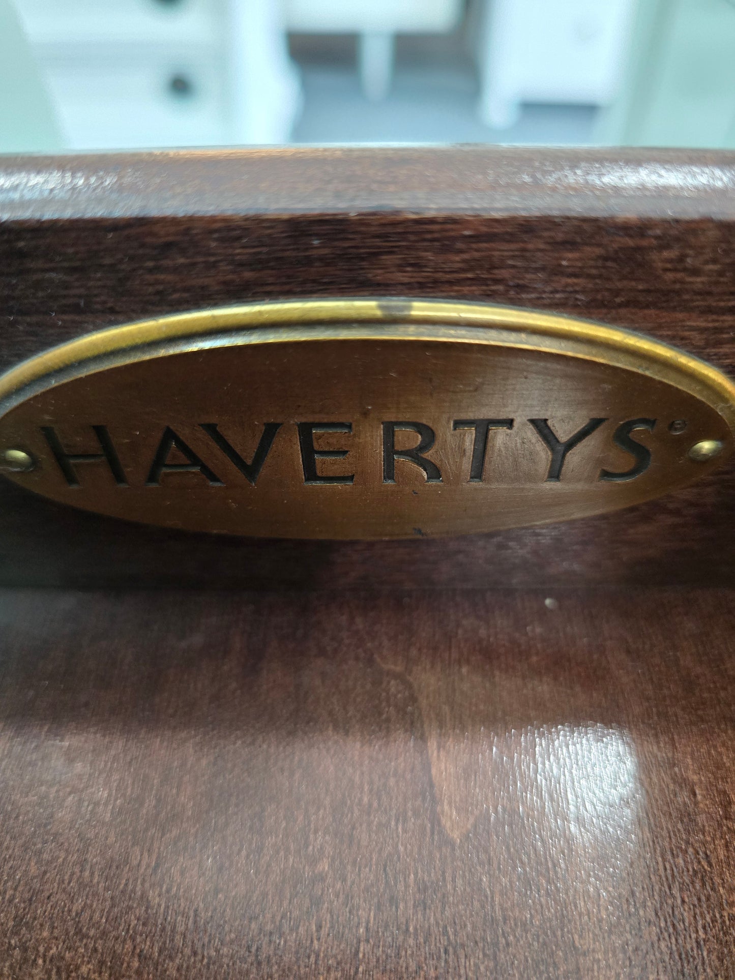 Minty green lacquered Havertys dresser/stand