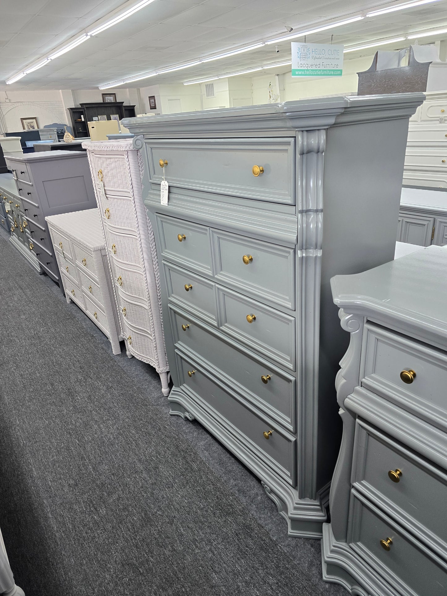 Liberty green gray lacquered chest