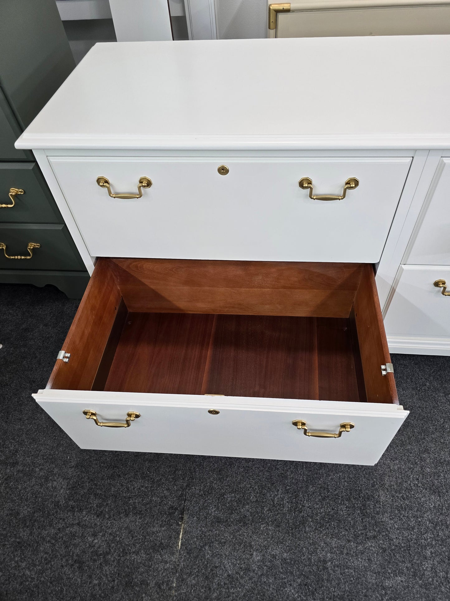 Solid wood off white dresser/file cabinet
