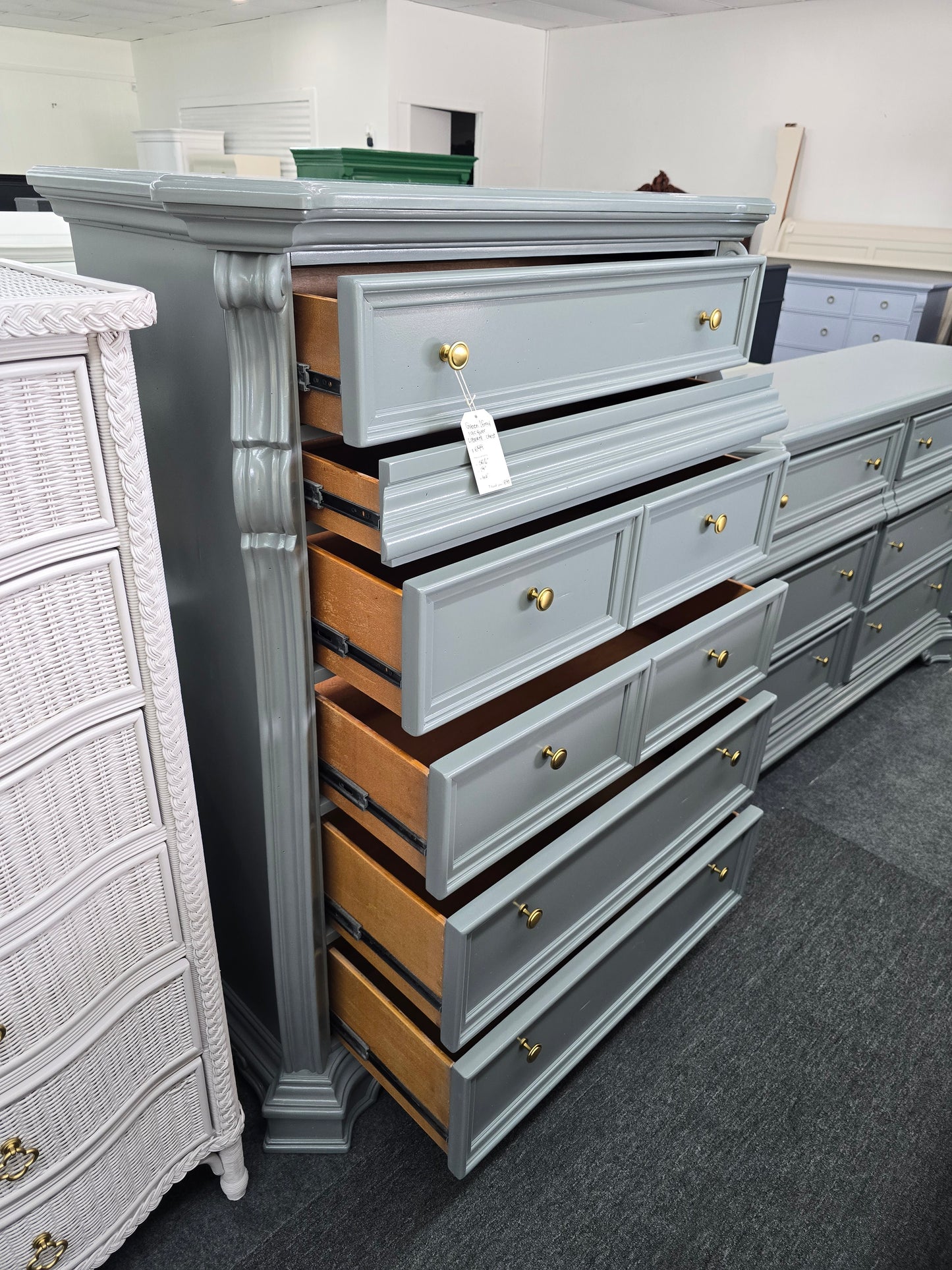 Liberty green gray lacquered chest