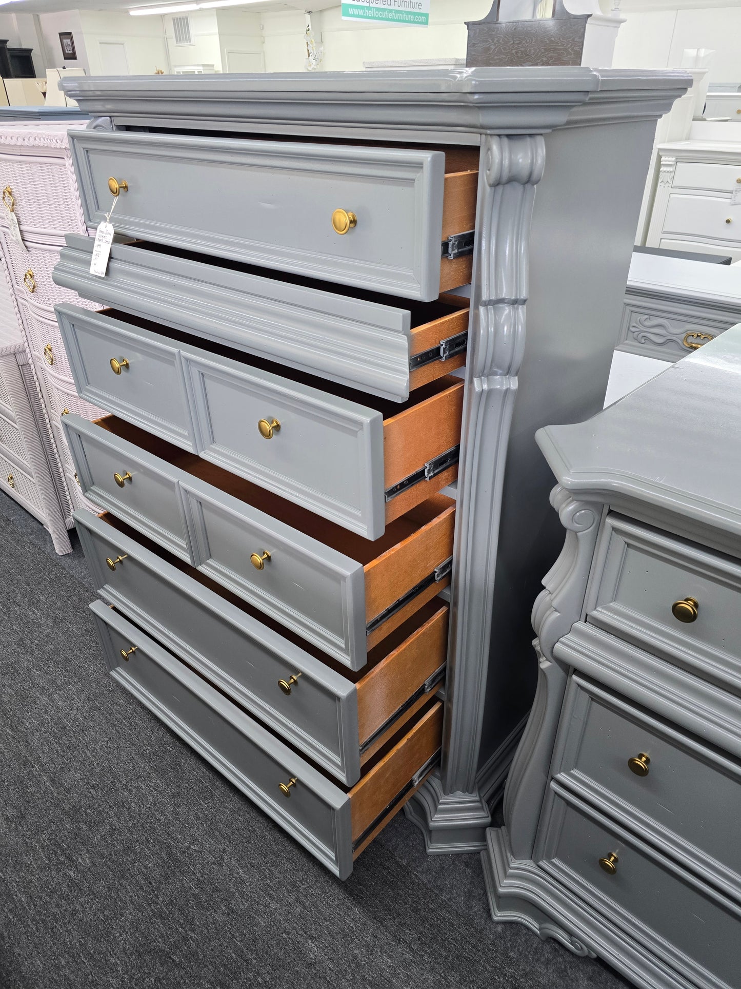 Liberty green gray lacquered chest